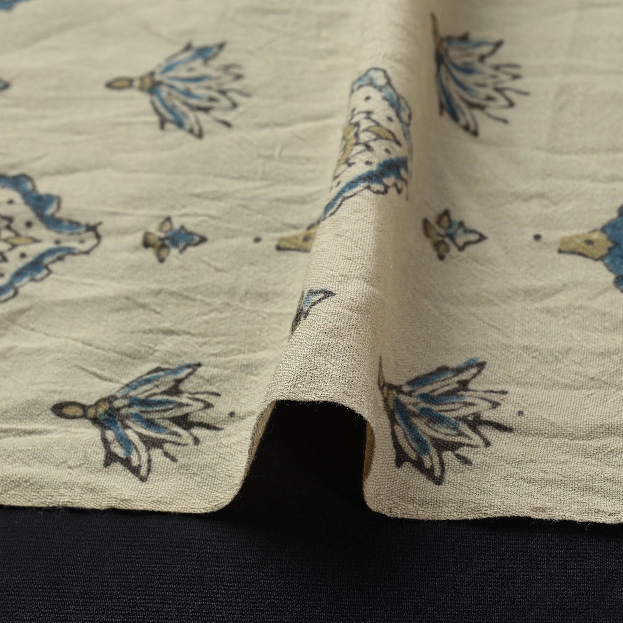 AJRAKH BY JABBAR KHATRI Beige - Pure Wool Handloom Ajrakh Print Fabric 12 - view 4