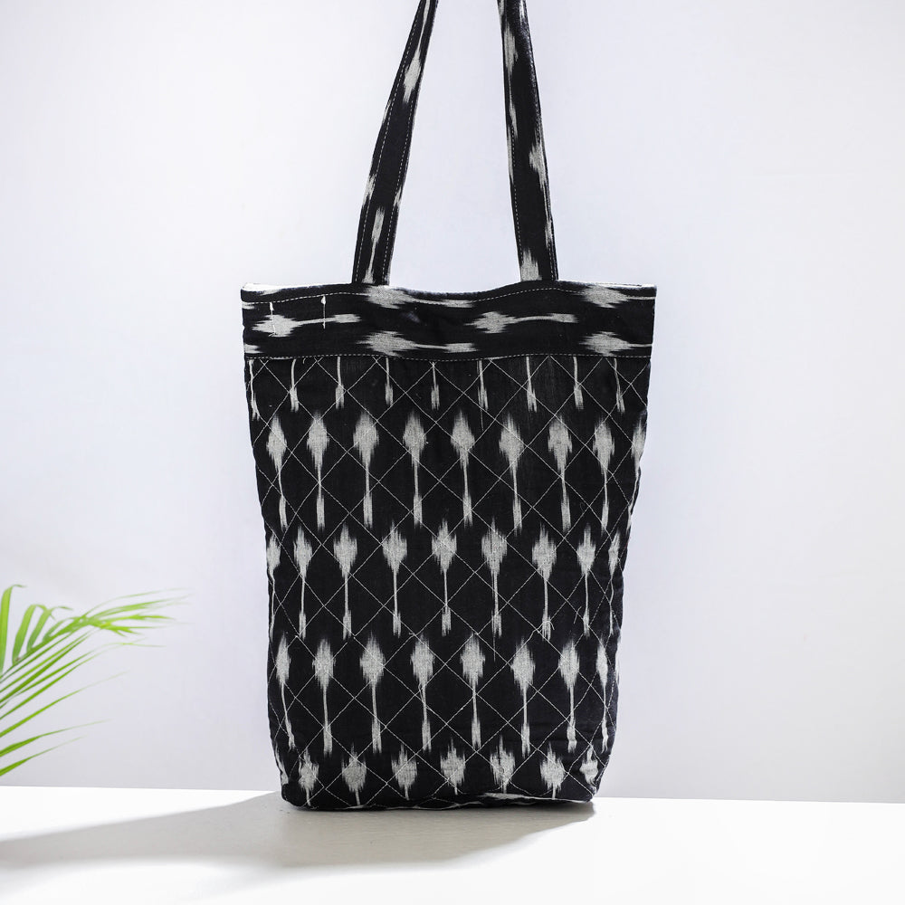 CHUTNEY CRAFT STUDIO Black - Handcrafted Quilted Ikat Weave Shoulder Bag