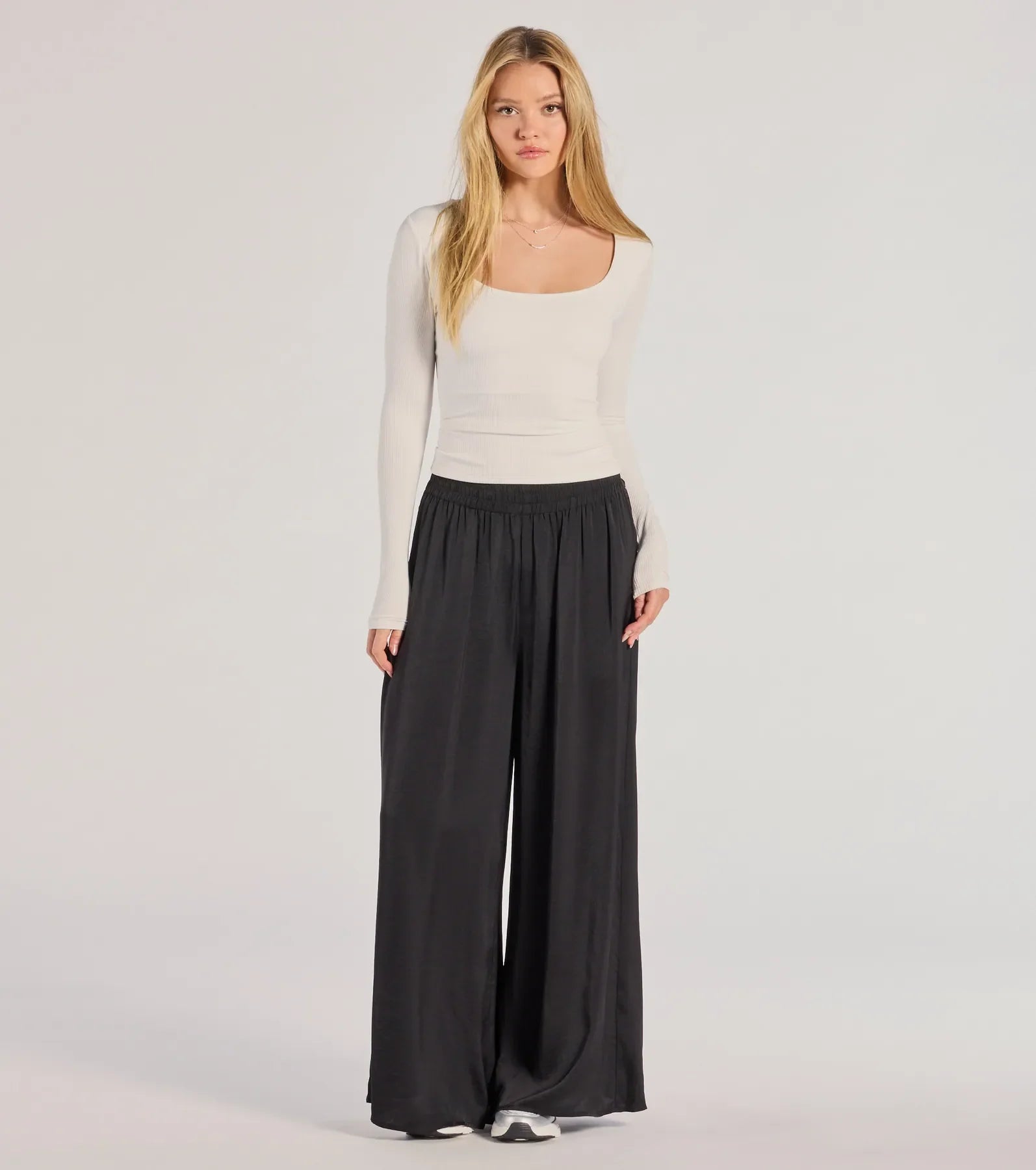 Windsor Laidback Luxe Wide-Leg Palazzo Pants – BLACK