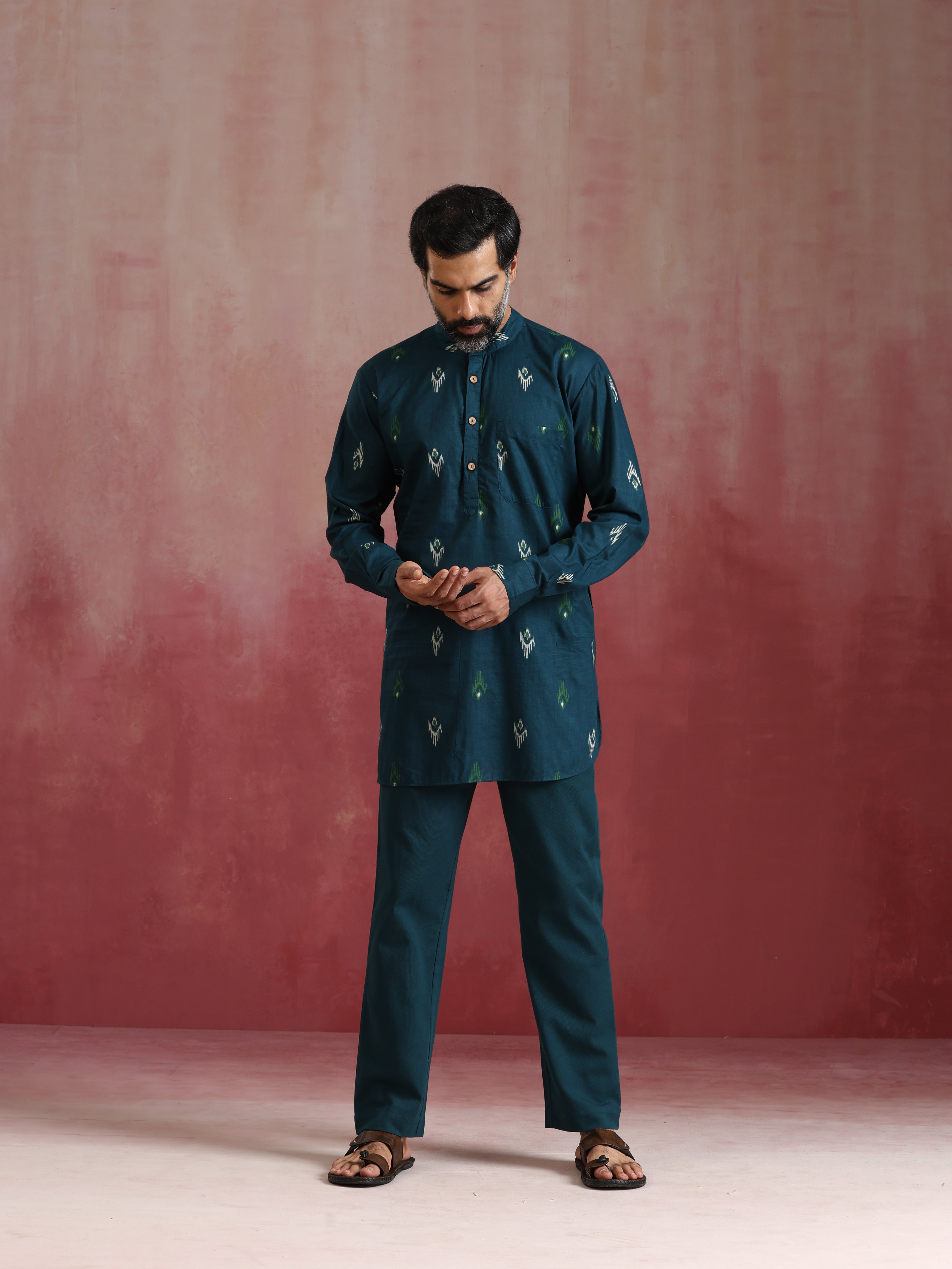 trueBrowns Men's Blue Ikat Co-ord set - view 2
