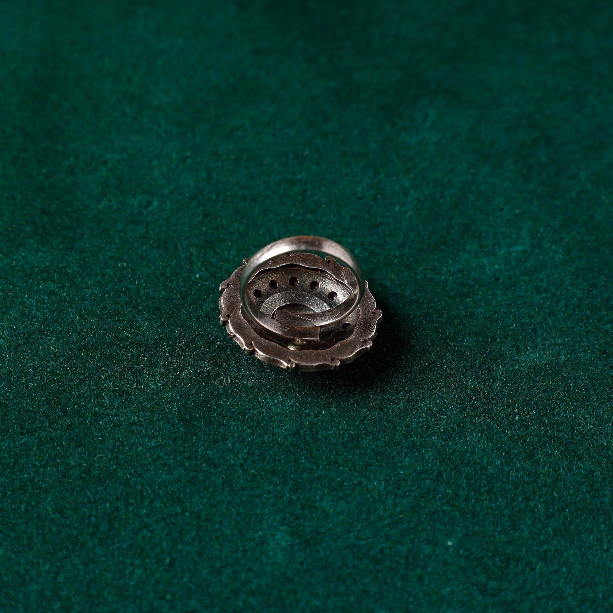 WHITE RIVER STORIES Antique Silver Finish Oxidised Brass Base Ring (Adjustable) - view 2