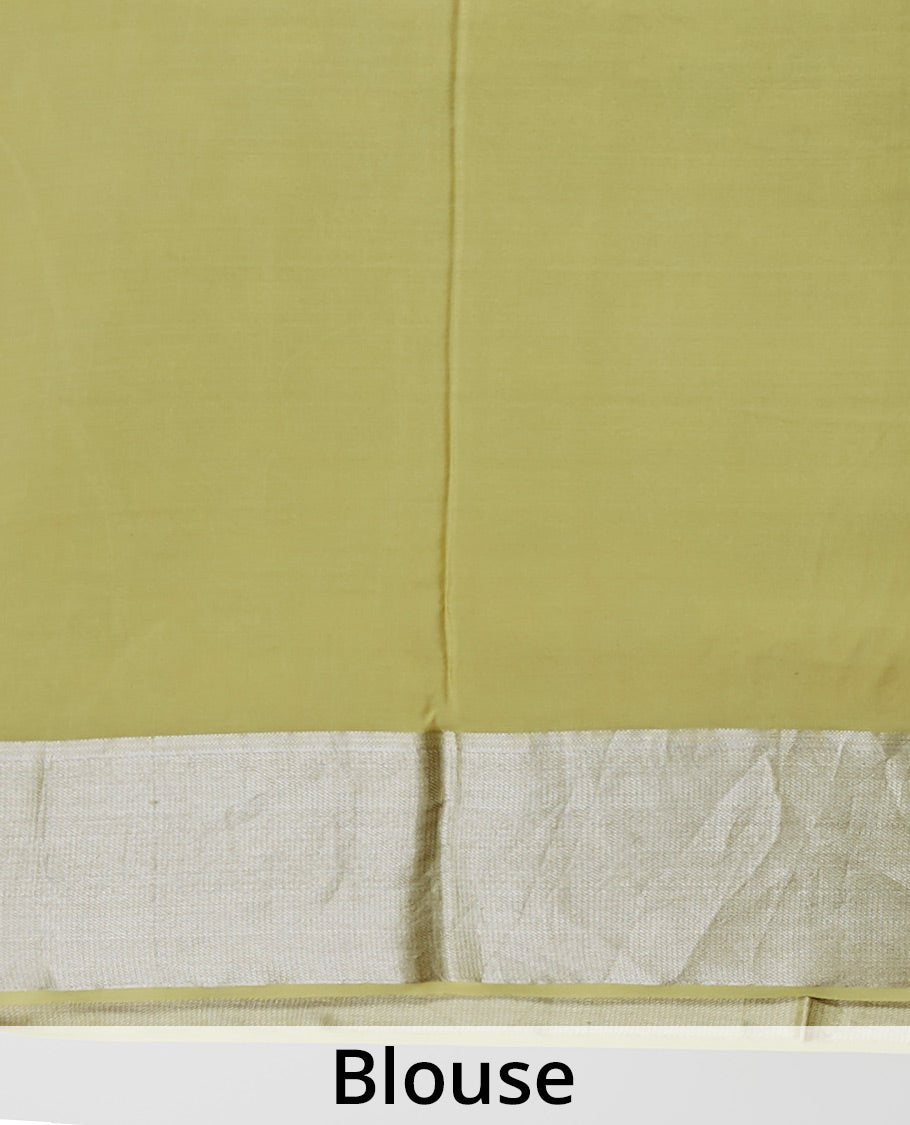 Pothys Yellow anial motifs pure crepe saree with self zari border - view 4