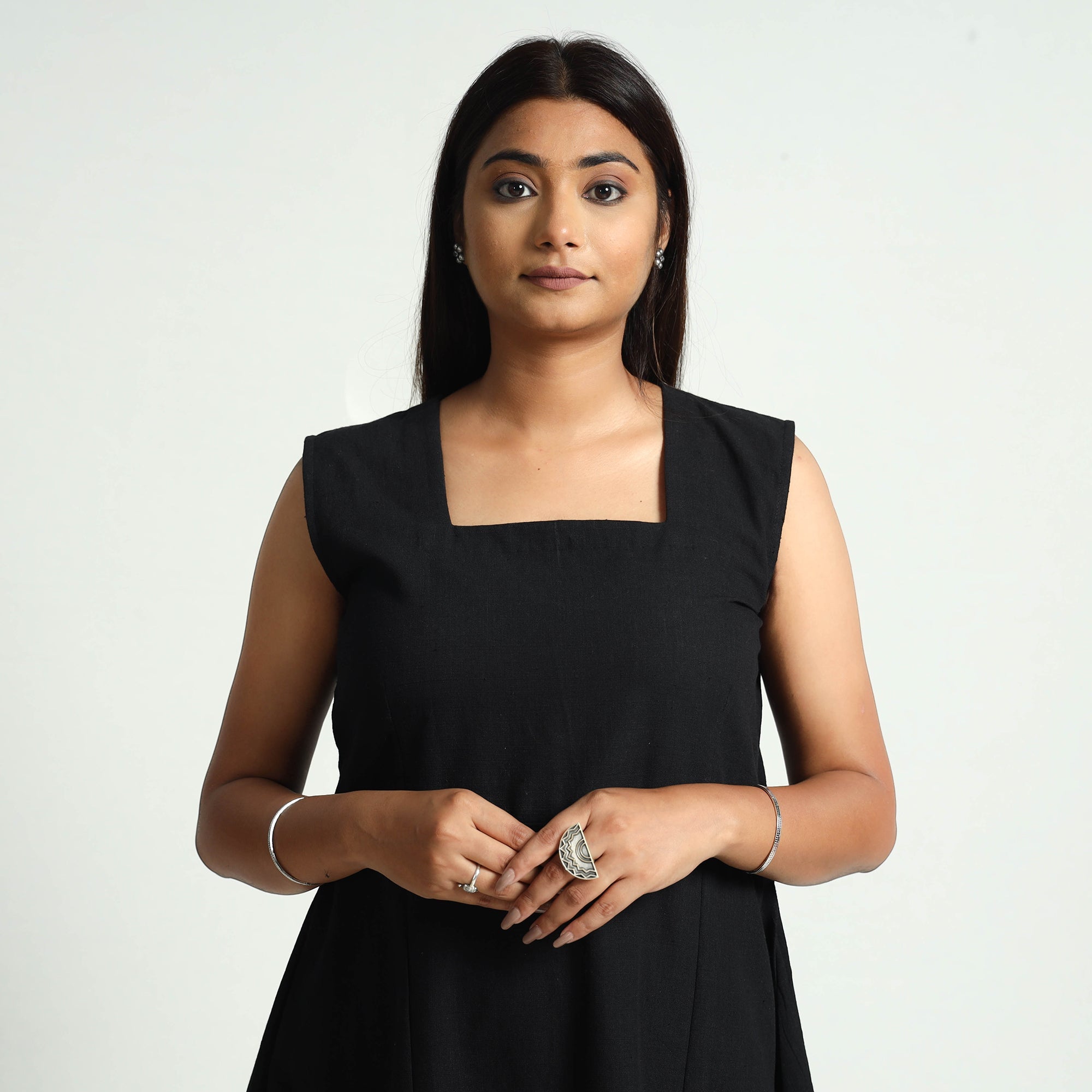 ITOKRI CASUALS Black - Plain Handloom Cotton Dress