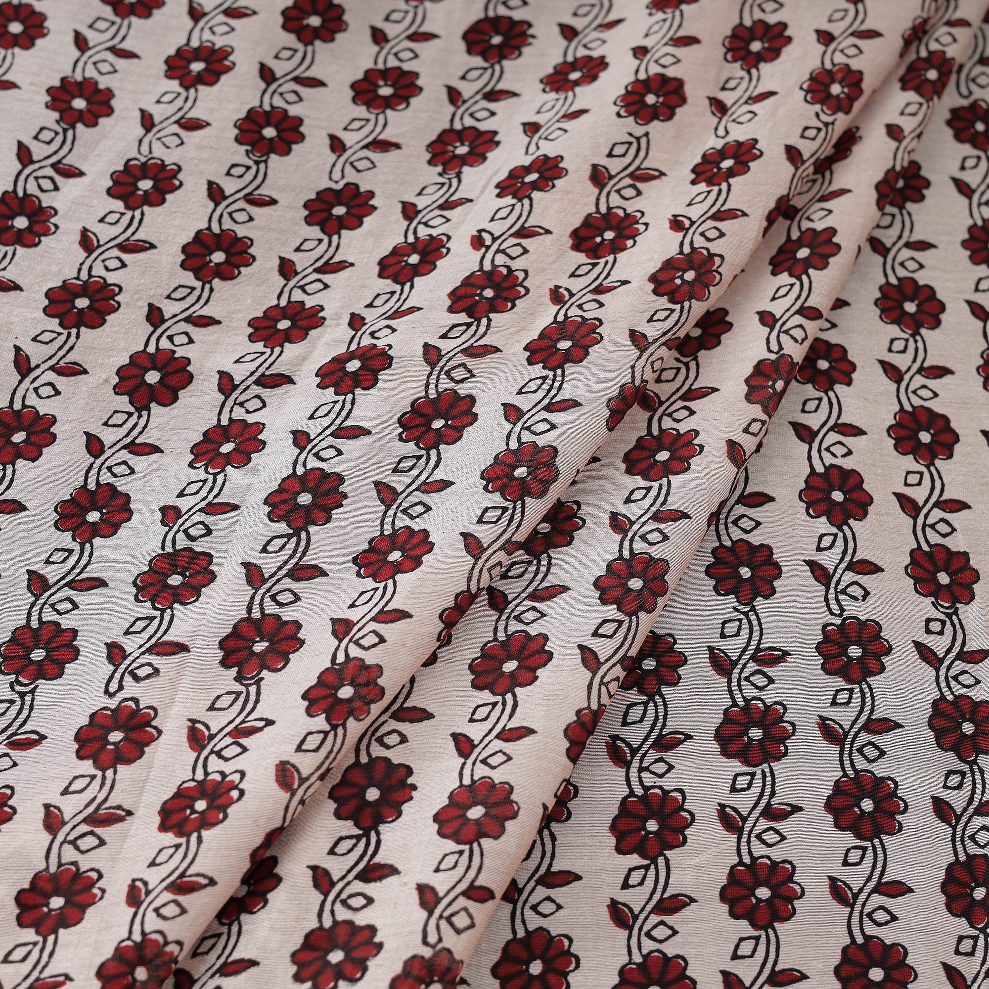 BAGH PRINTS BY UMAR FARUK KHATRI Beige - Chanderi Silk Bagh Print Fabric 01 - view 2