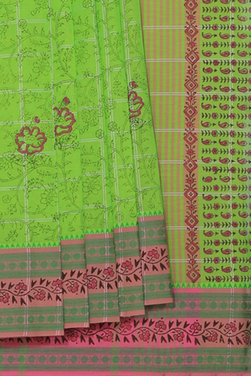 Kalanjali Ethnics Hand block printed cotton saree