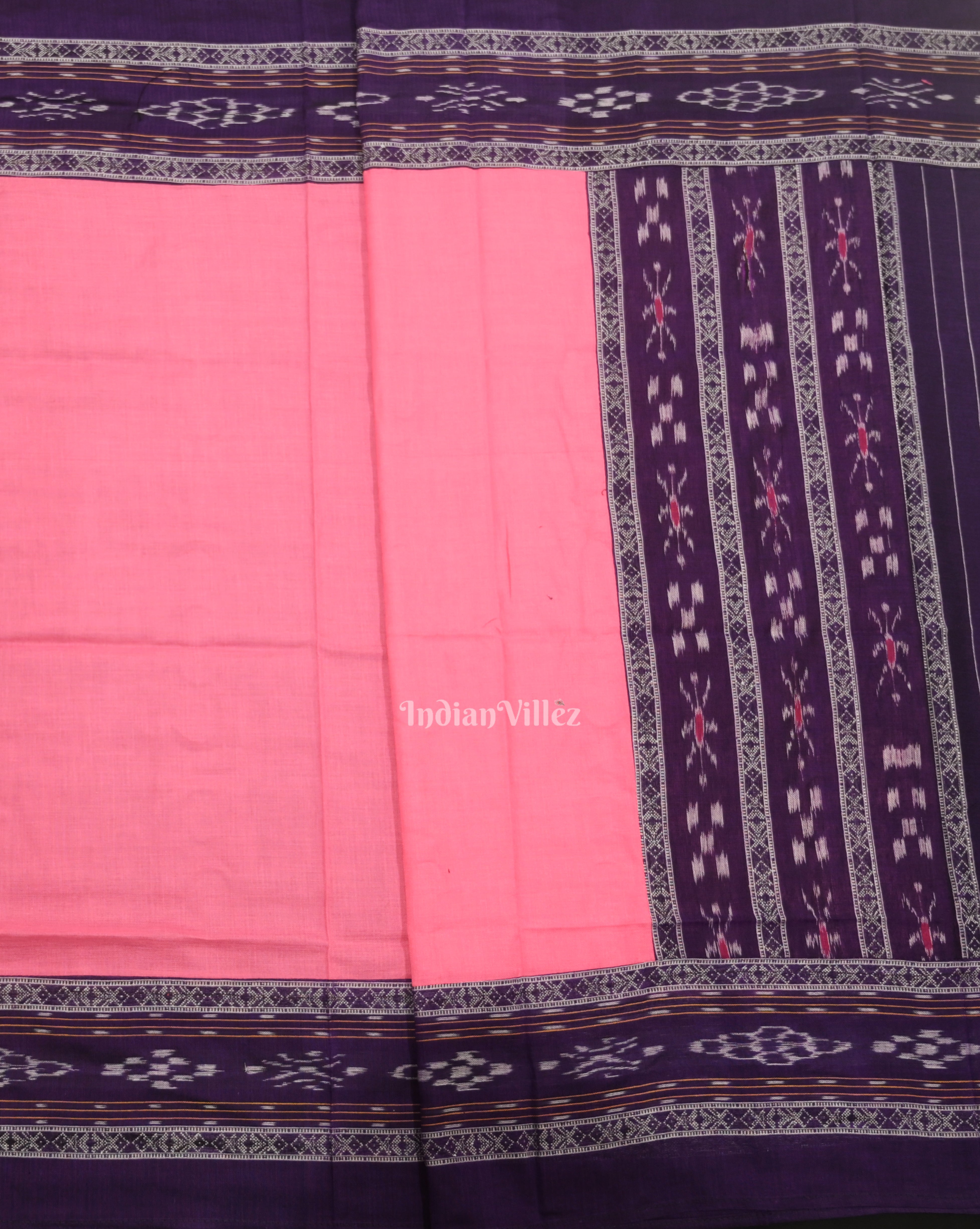 IndianVillèz Purple Pink Flower Buti Odisha Ikat Sambalpuri Dress Set & Dupatta - view 4