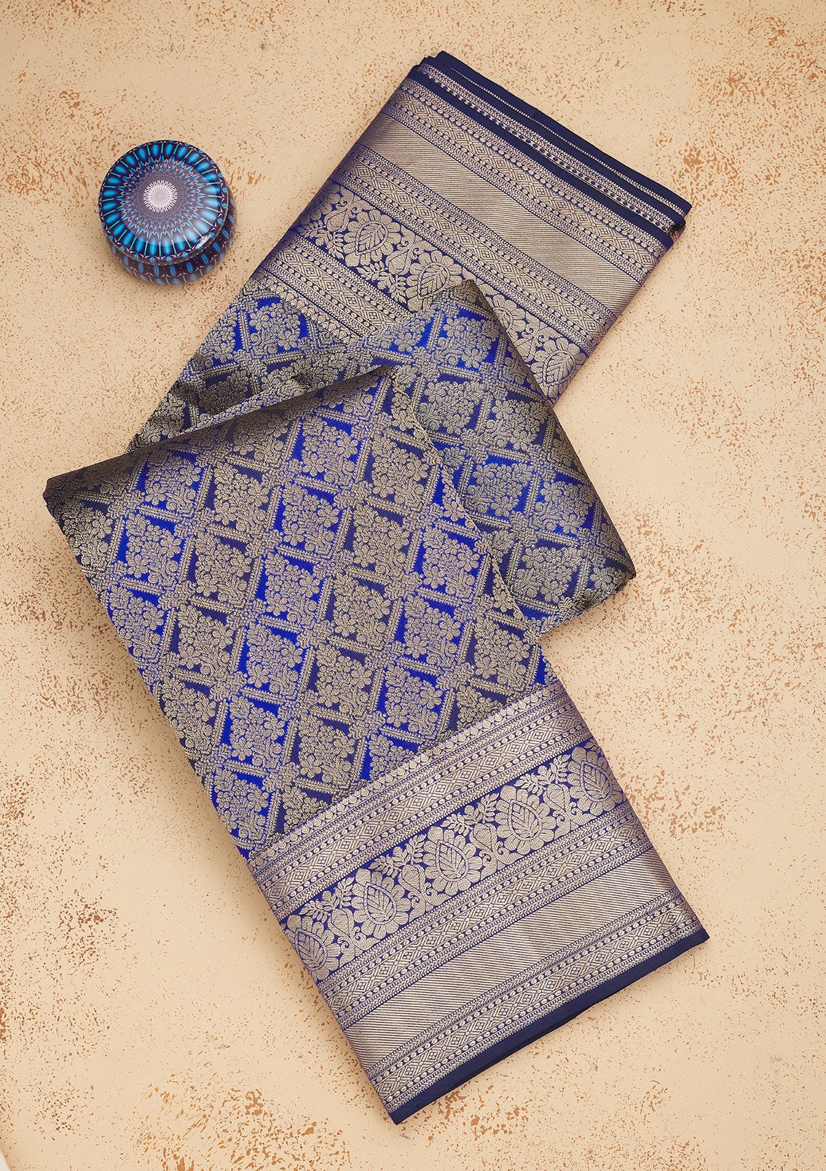 Koskii Royal Blue Zariwork Pure Silk Saree – Women's