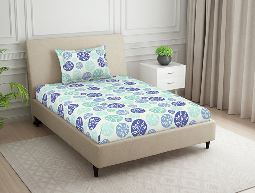 Spaces India Ornate Blue Polycotton Bedsheets Single Harmony - By Welspun - view 2