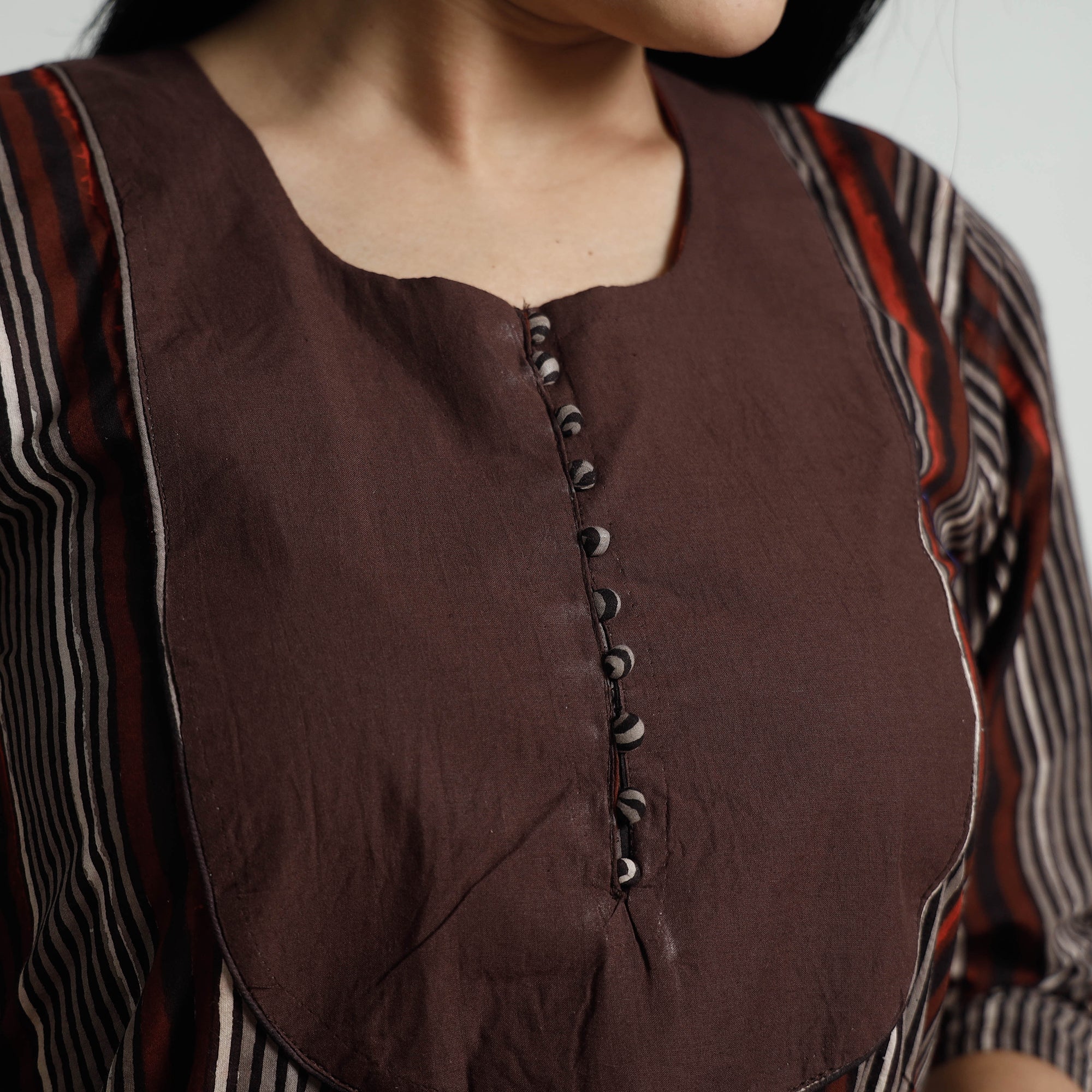 ITOKRI CASUALS Brown - Bagru Block Printed Cotton Kurta with Palazzo Set - view 5