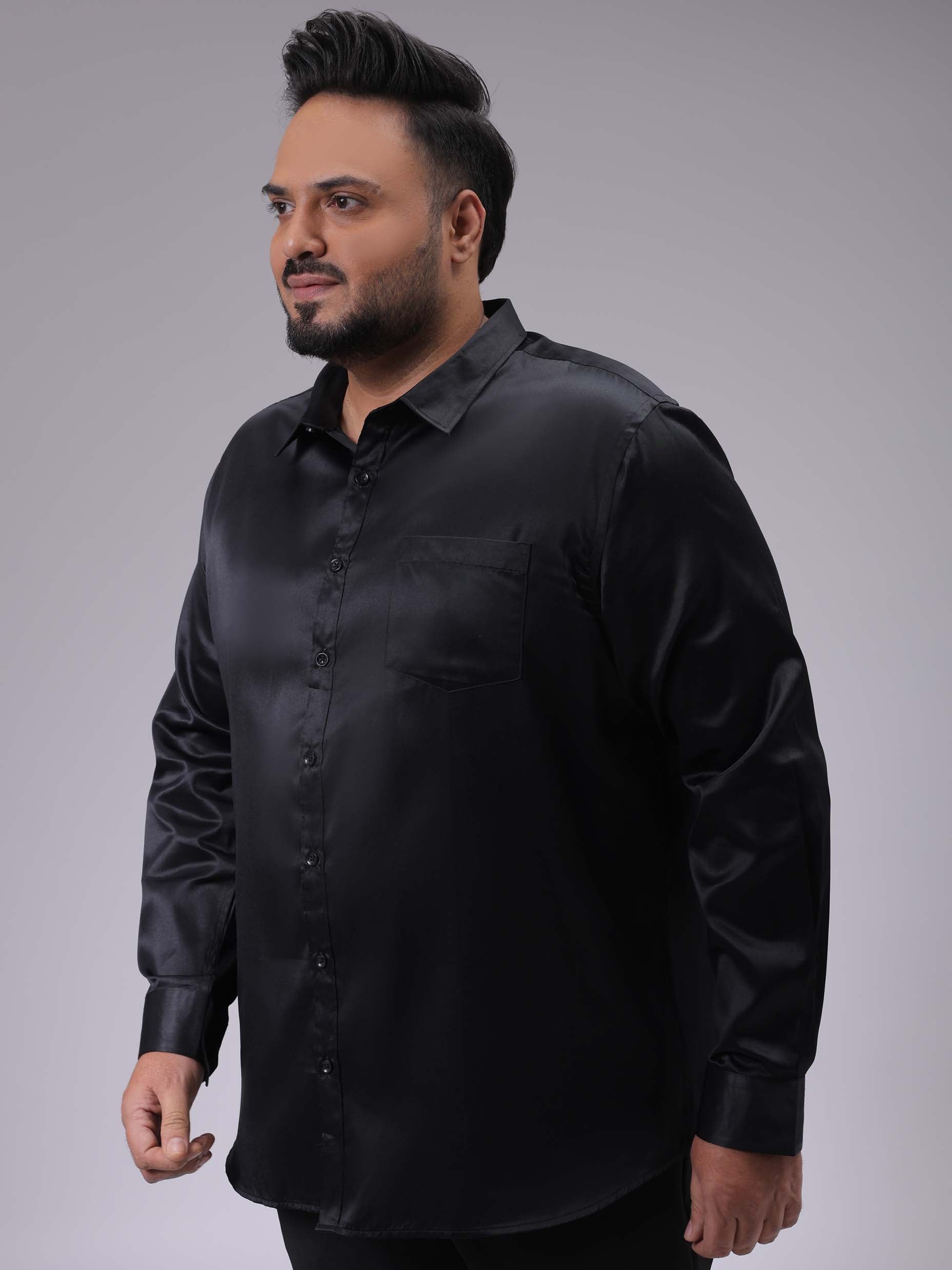 HARDSODA Men's Plus Size Black Regular Fit Solid Formal Shirt - view 3