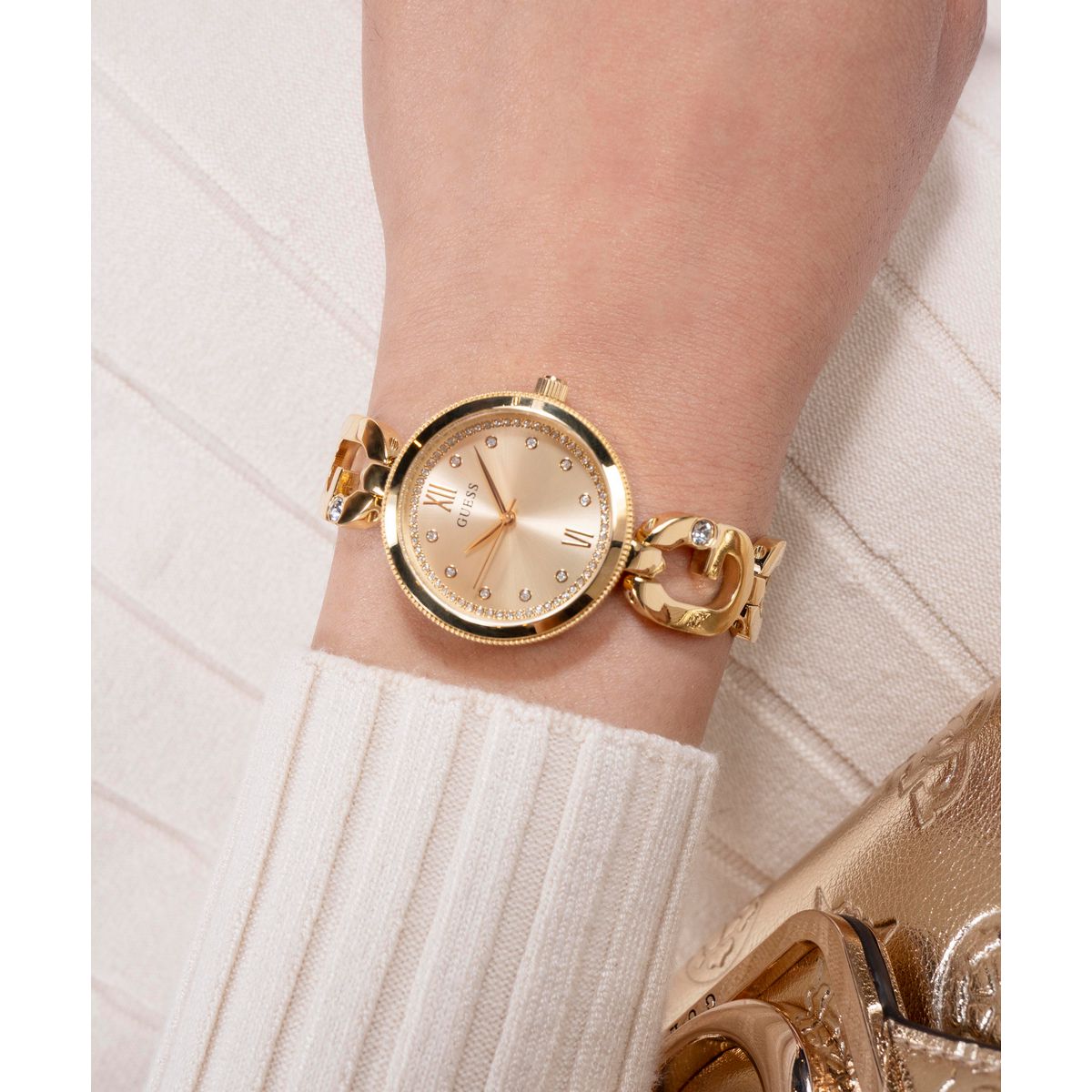 Guess Bejeweled Women Quartz Champagne Dial Analog Stainless Steel Watch GW0759L2 - view 8