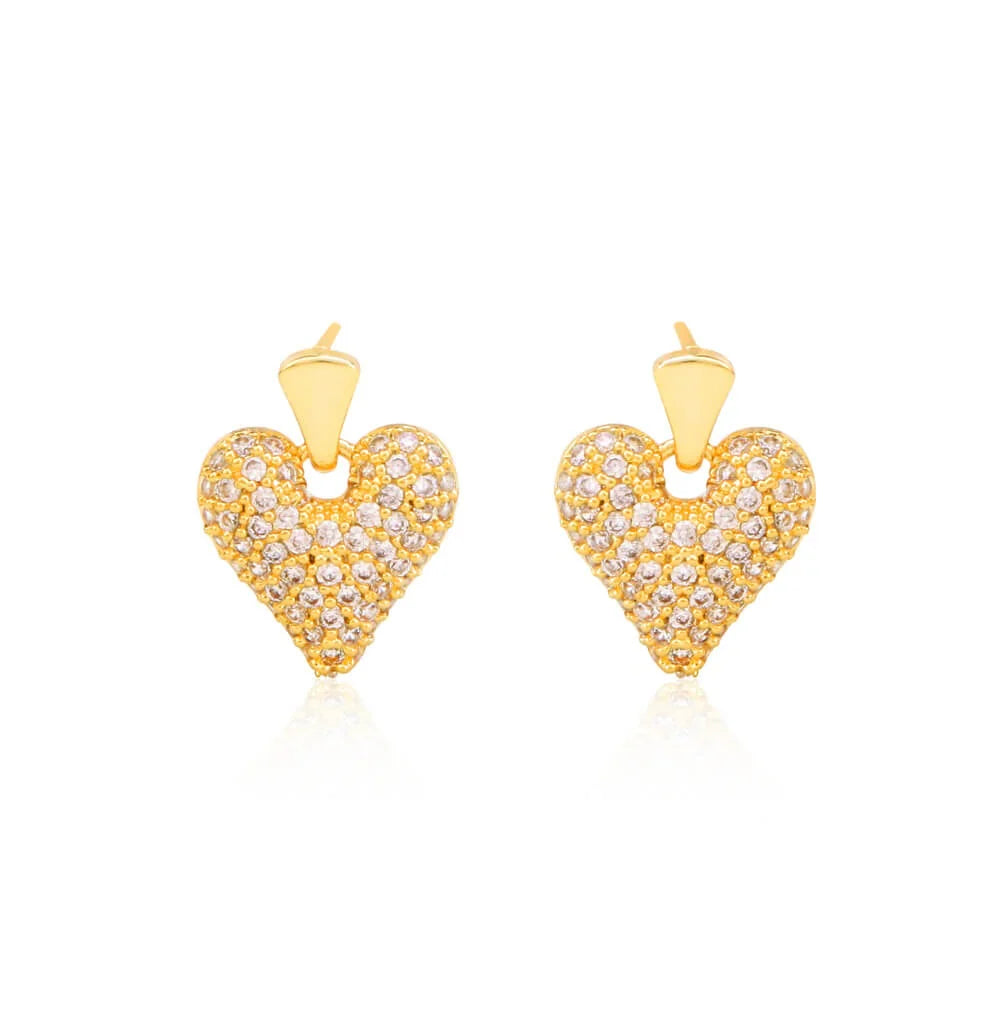 Ash Designs Twinkle Heart Studded 18K Gold Plated Earrings