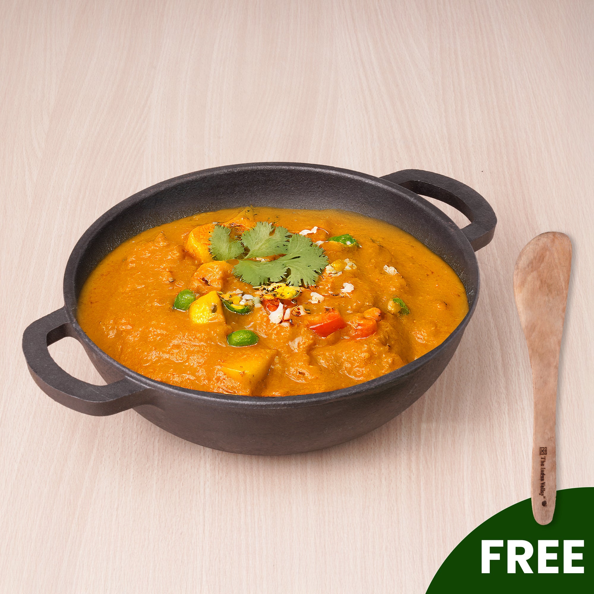 The Indus Valley CASTrong Cast Iron Kadai ,Pre-seasoned, Nonstick, 100% Pure, Toxin-free, Induction, Free ₹110 Spatula, 25.4 cm, 2.3L, 2.5kg