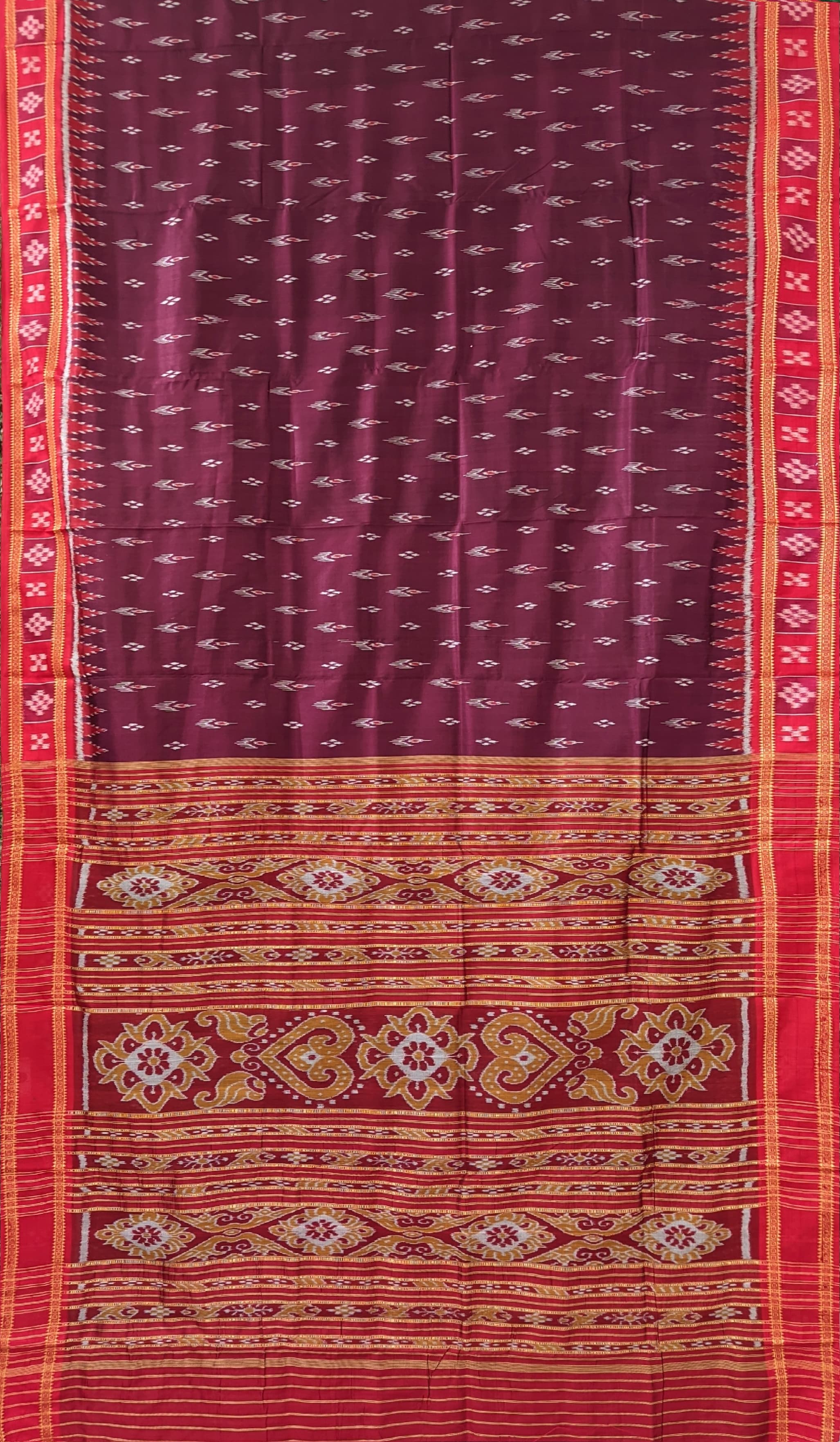 IndianVillèz Wine Mayur Chandrika Khandua Silk Saree