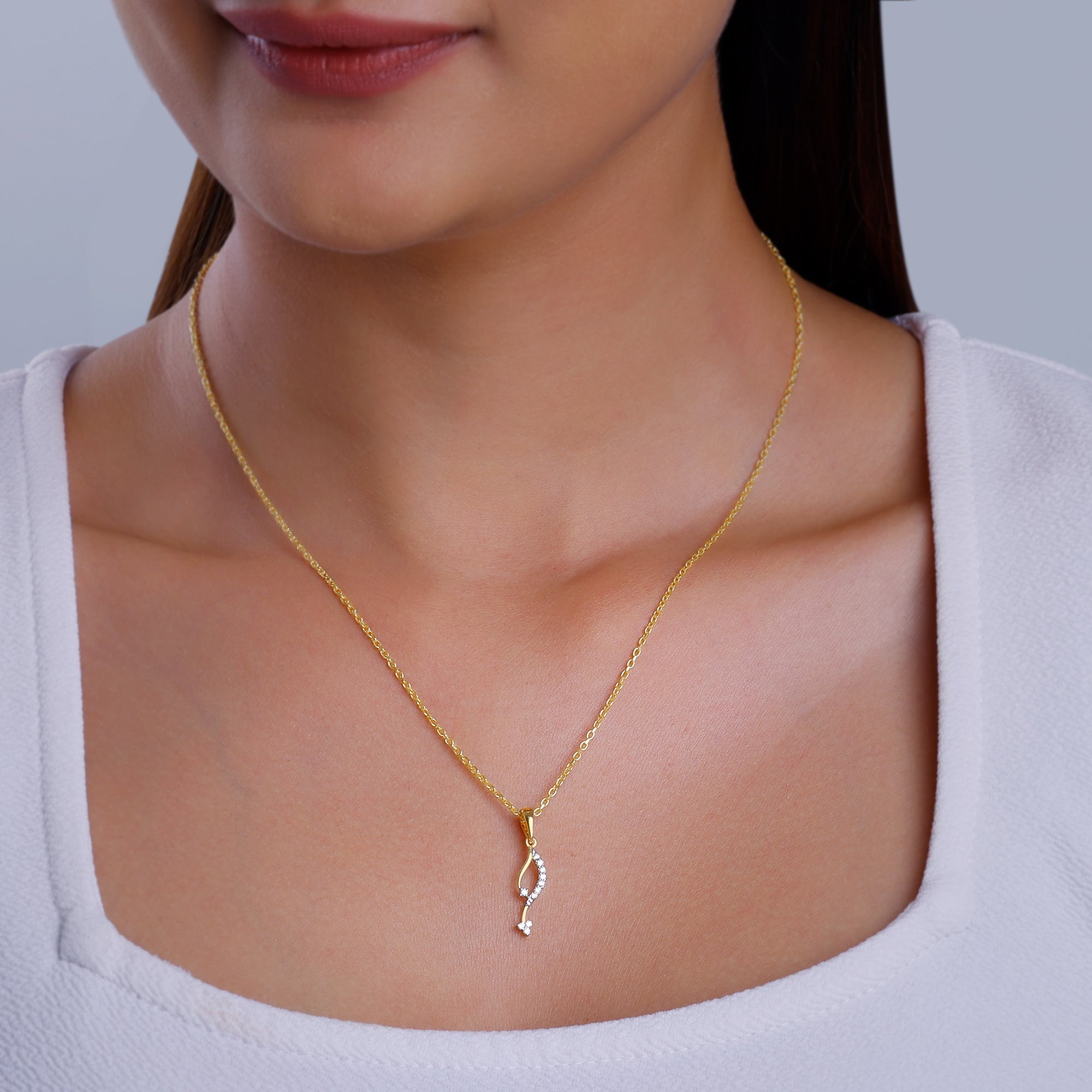 GIVA Jewellery Gold Allure Diamond Pendant - view 3