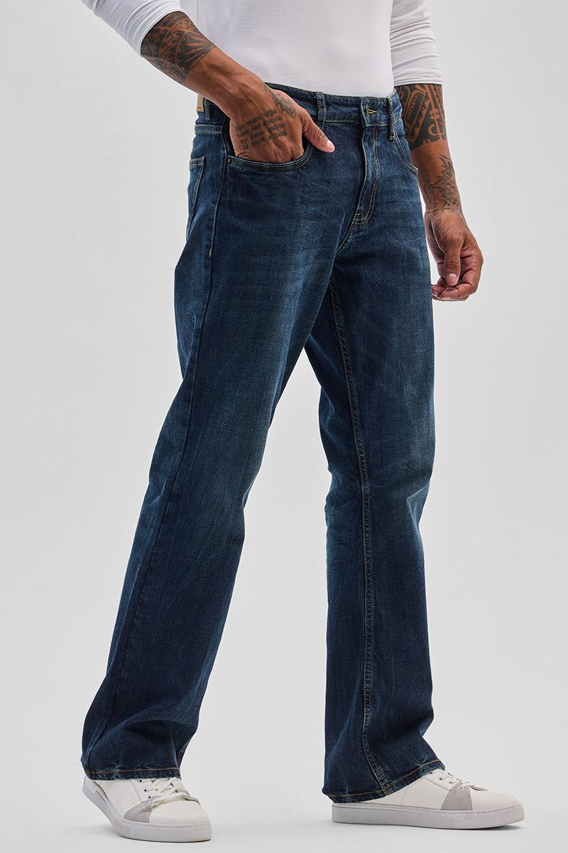 SNITCH Dark Blue Bootcut Jeans