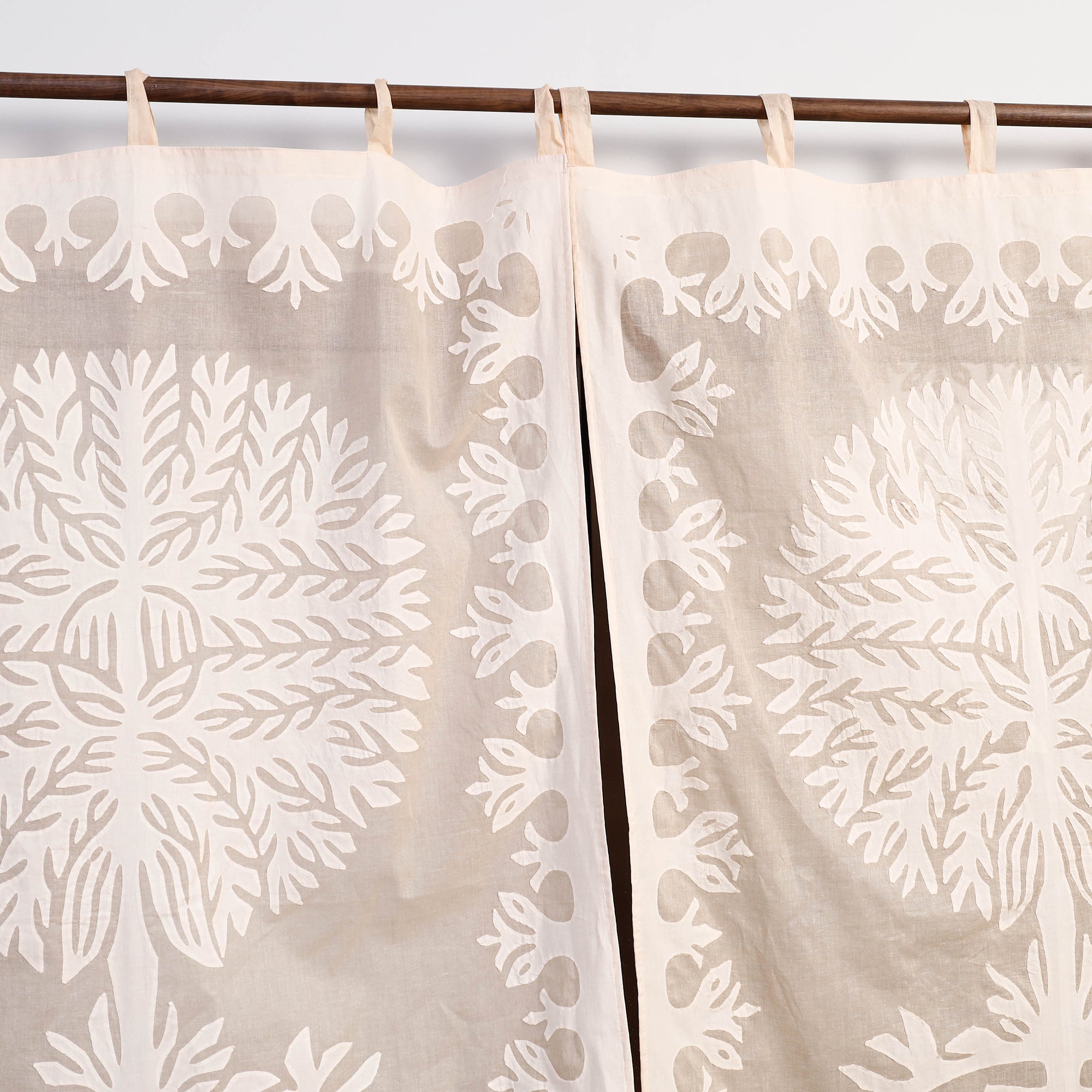 SHADES OF MARUDHARA Beige - Tree Cutwork Cotton Barmer Applique Window Curtain - view 2