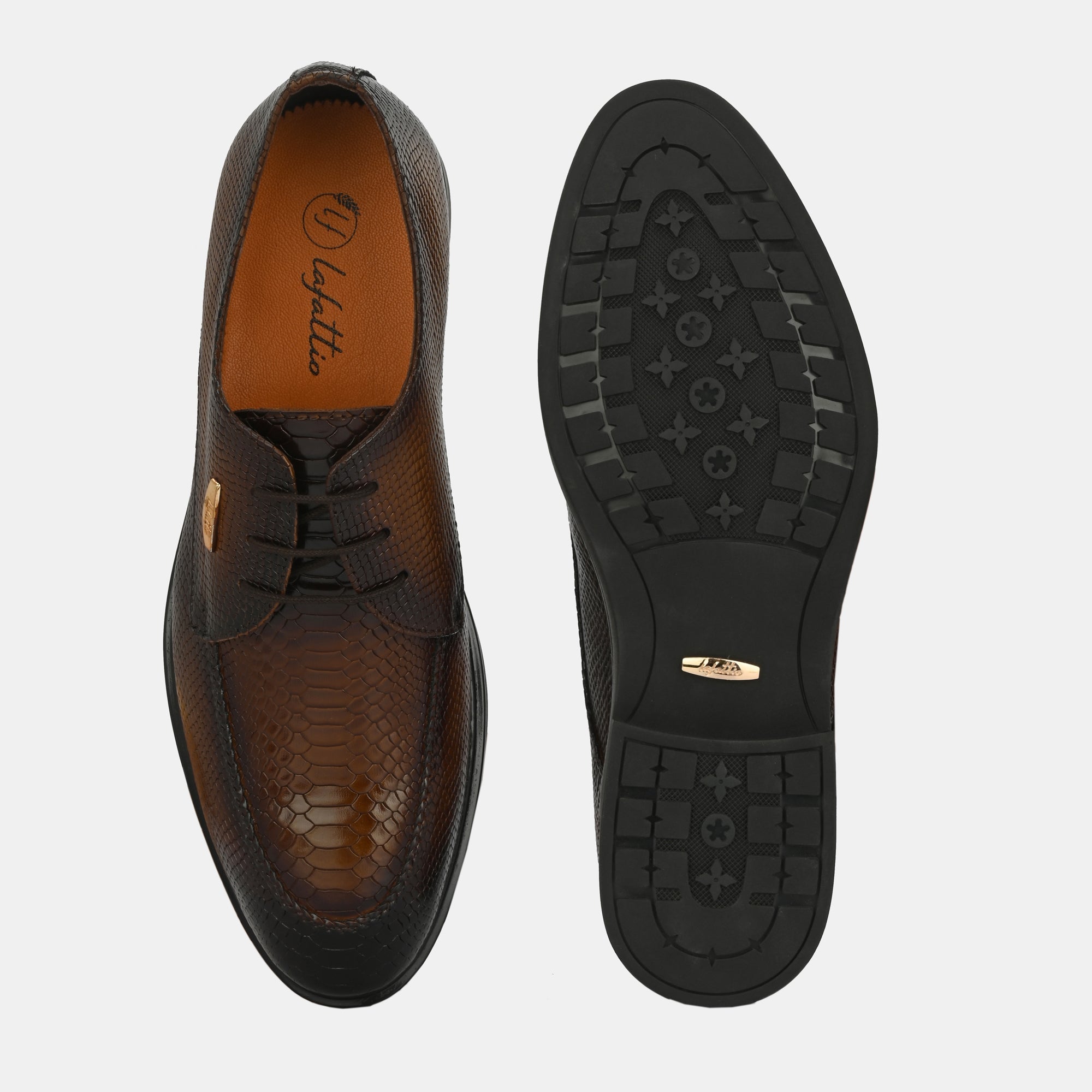 Tan Textured Lace-Up Shoes by Lafattio - view 5