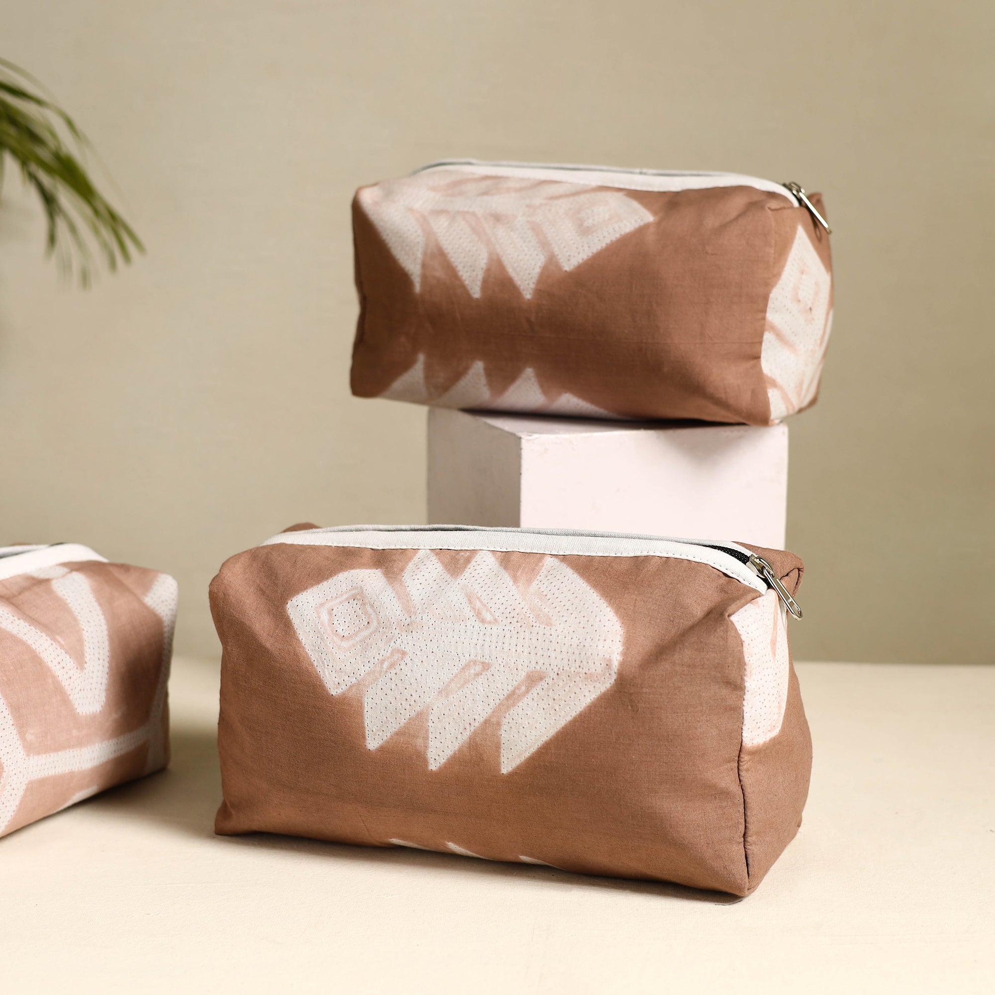 NOORI BAZAR Brown - Handmade Cotton Toiletry Bags (Set of 3) 07 - view 2