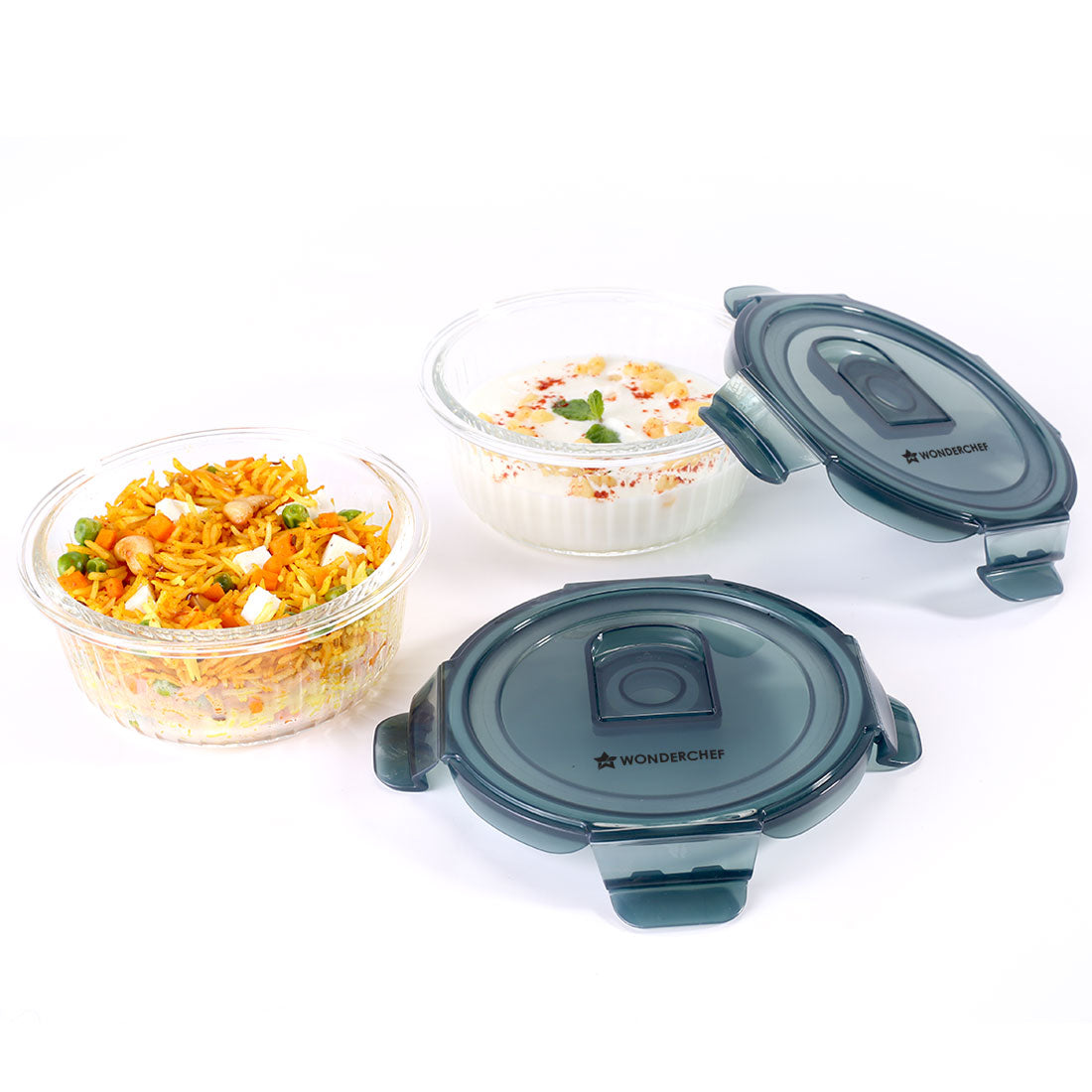 Wonderchef Verona Lunch Box Set of 2 | 400ml Borosilicate Glass.