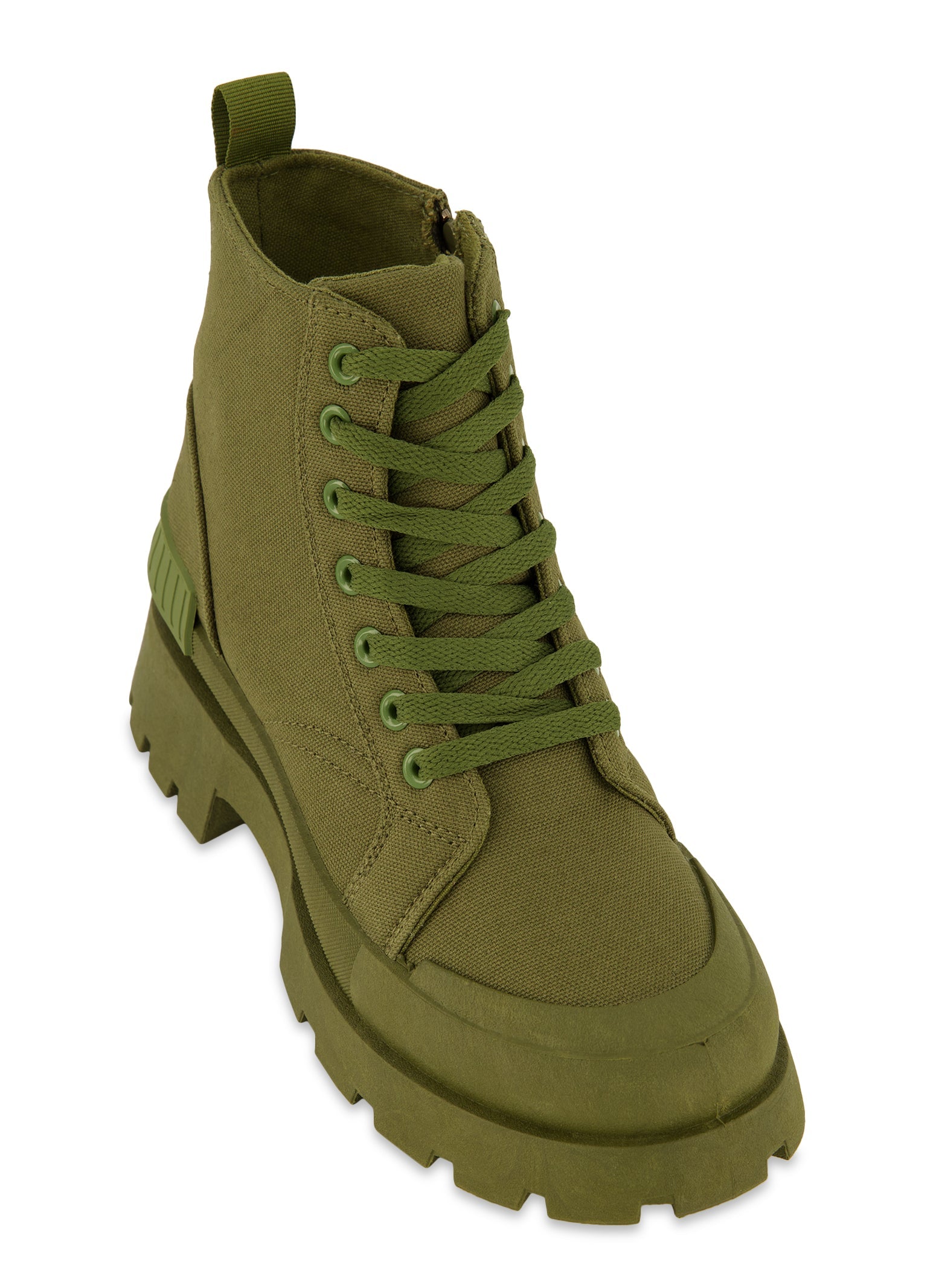 Rainbow Shops Canvas Cap Toe Detail Combat Boots