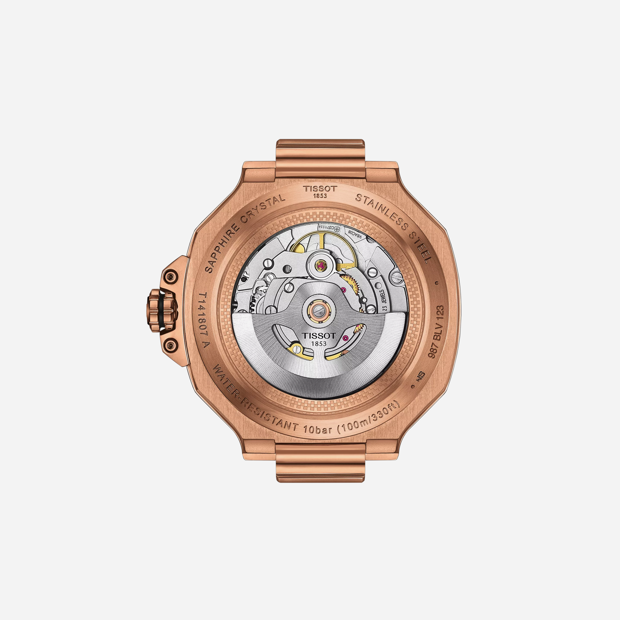 Tissot T-Race Powermatic 80 41mm Rose Gold PVD Case Black Dial Black Silicone Strap - view 2