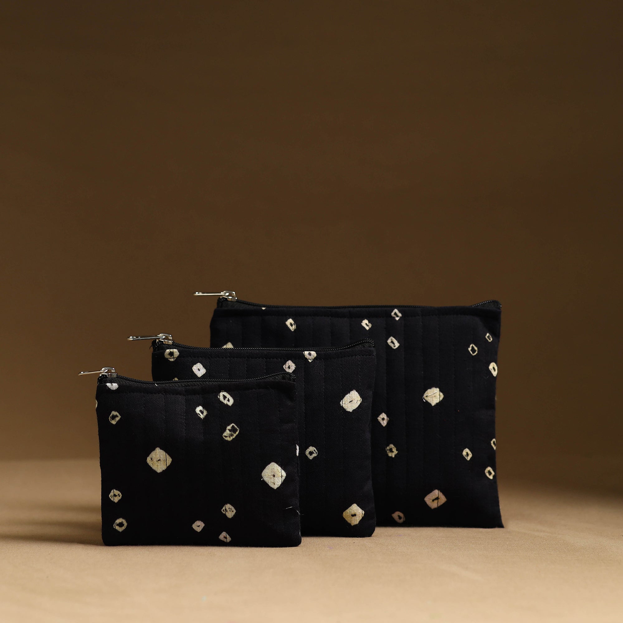 NOORI BAZAR Black - Handmade Cotton Multipurpose Utility Pouches (set of 3) 15
