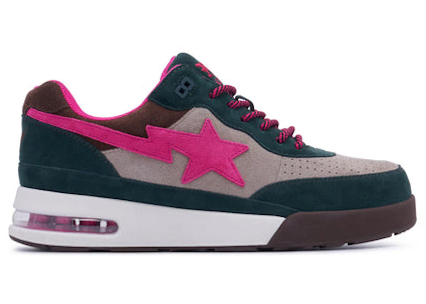 BAPE A Bathing Ape Road Sta Premium Suede Dark Green Pink Beige