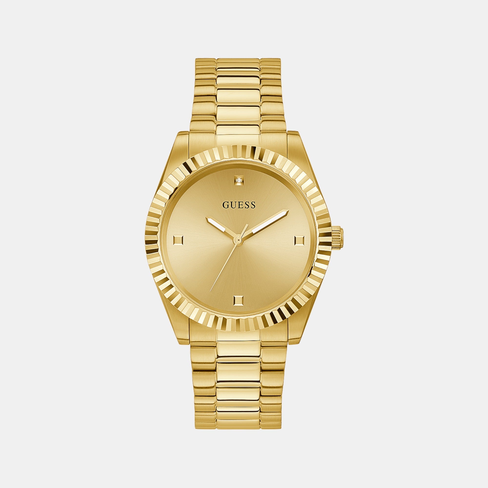 Guess Connoisseur Round Men Quartz Gold Dial Analog Stainless Steel Watch GW0542G2