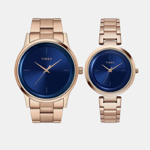 Timex Fashion Couple Quartz Blue Dial Analog Stainless Steel Watch TW00PR296