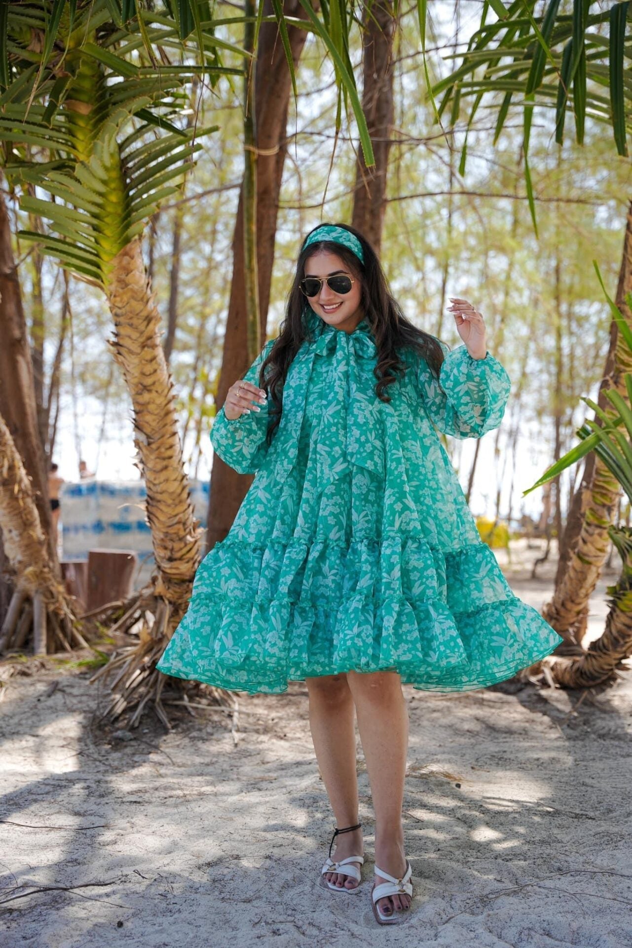 Idaho-o Disty green organza dress