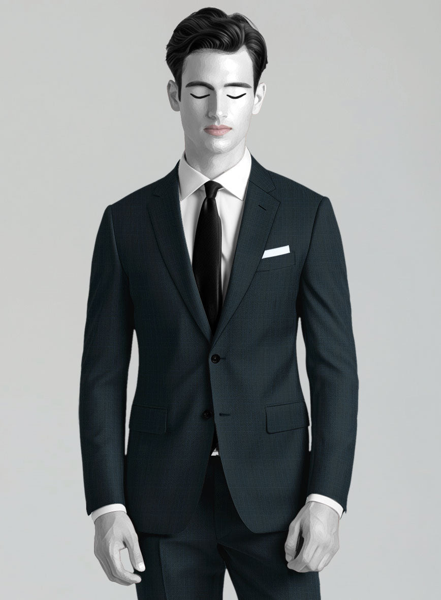 StudioSuits Napolean Xina Tartan Teal Blue Wool Suit - view 3