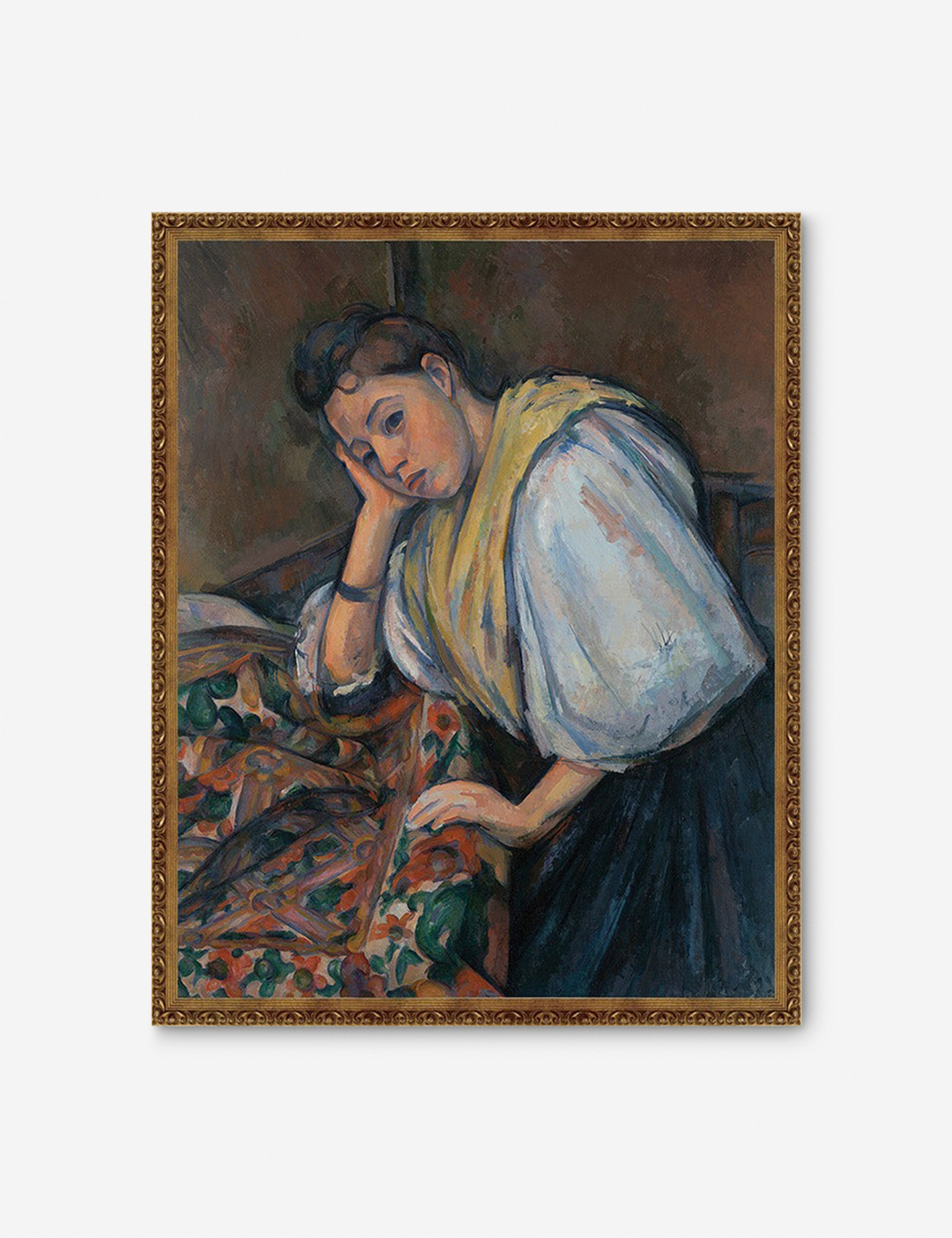 Lulu and Georgia Young Italian Woman at a Table Wall Art by Paul Cezanne