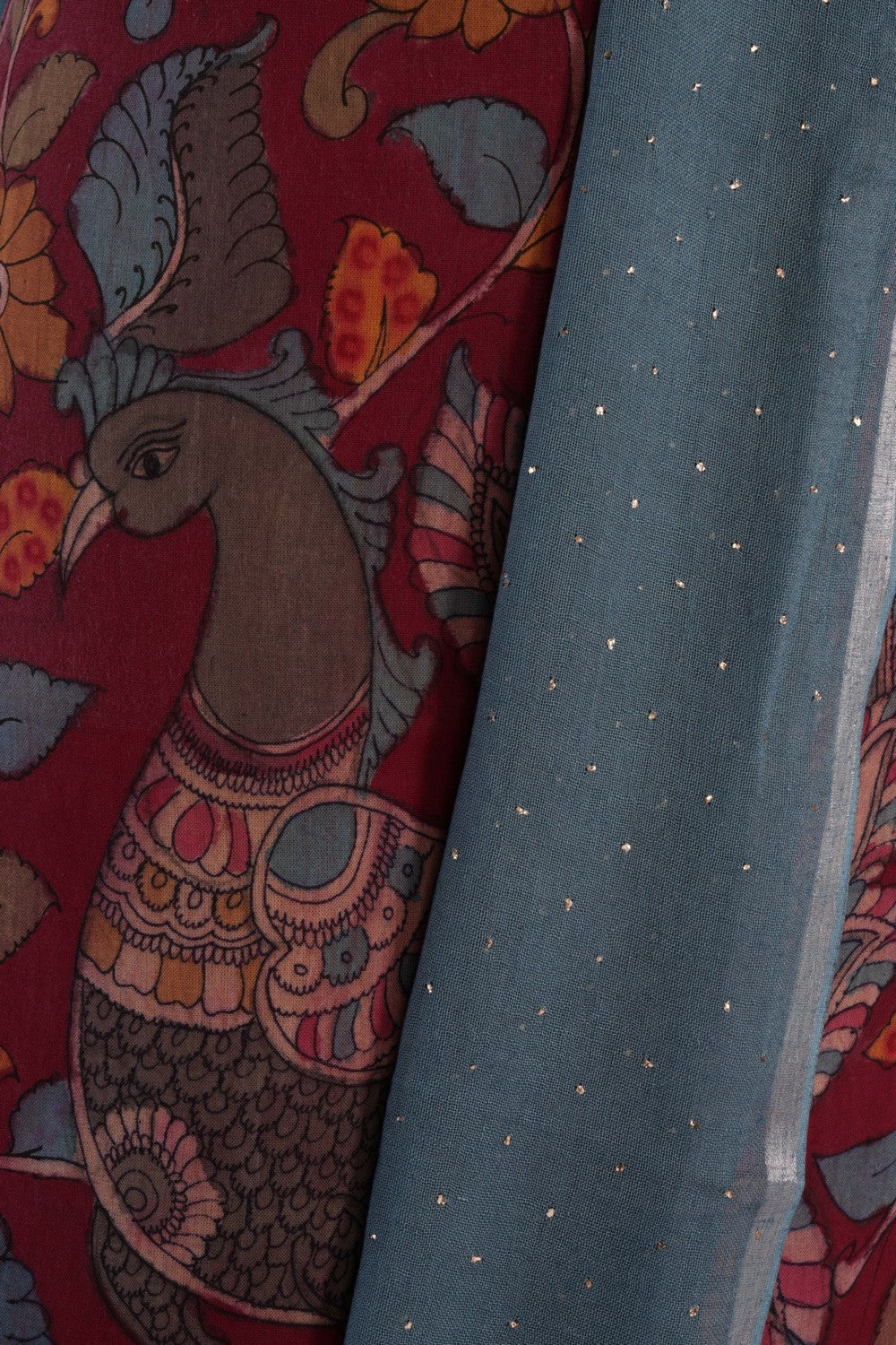 Kalanjali Kalamkari Unstitched Suit With Dupatta (2 Pcs Set) - view 2