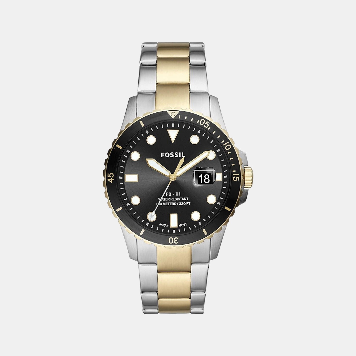 Fossil Fb-01 Men Quartz Black Dial Analog Stainless Steel Watch FS5653
