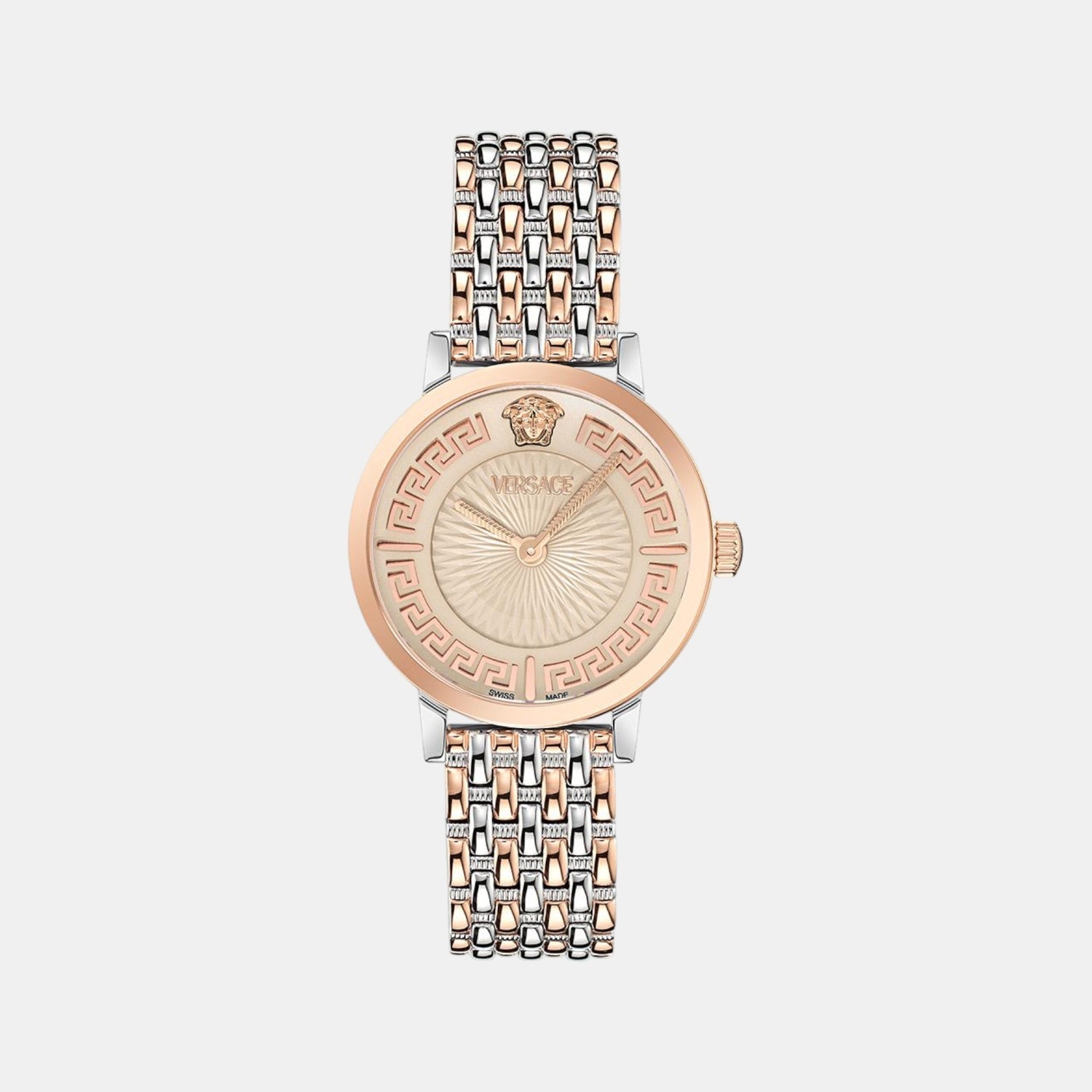 Versace Greca Fortuna Women Quartz Ivory Dial Analog Stainless Steel Watch VE0A00425