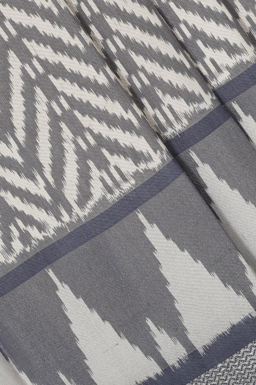 Kalanjali Ikat Silk Cream-Grey Saree – Women's - view 2