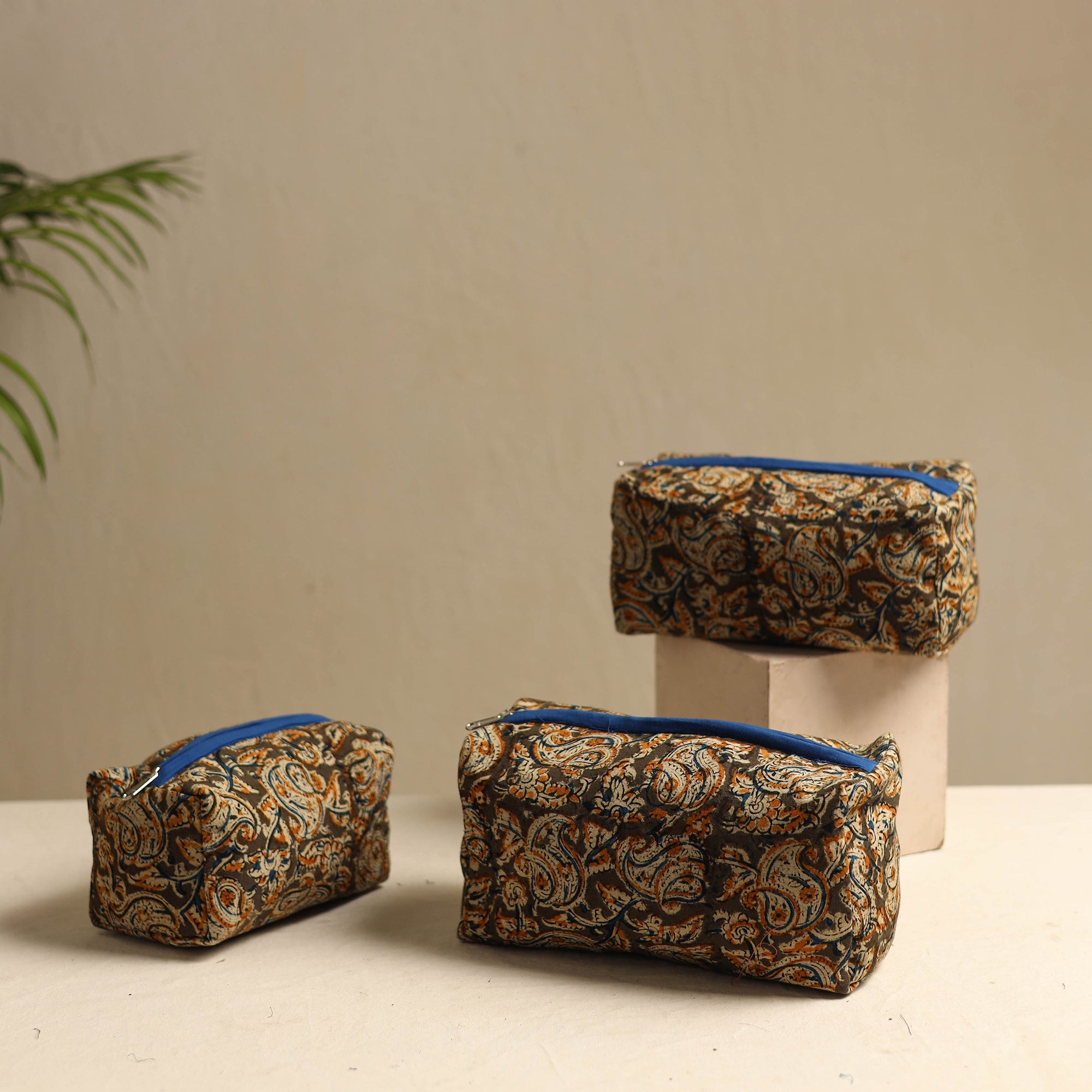 NOORI BAZAR Brown - Multipurpose Handmade Toiletry Bags (Set of 3) 05
