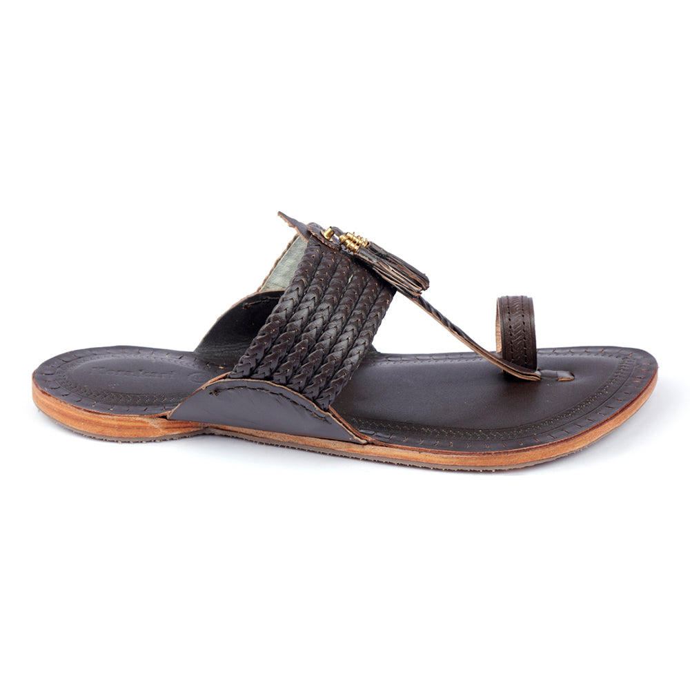 KORAKARI Brown Handstitched Leather Kolhapuri Men Slipper - view 2