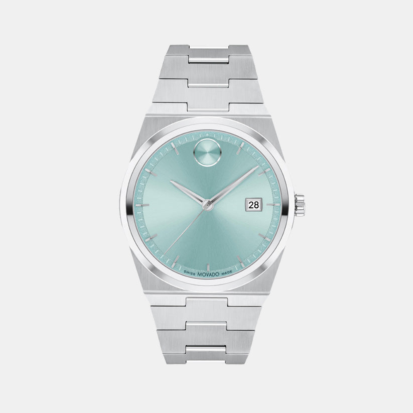 Movado Bold Men Quartz Blue Seafoam Dial Analog Stainless Steel Watch 3601243