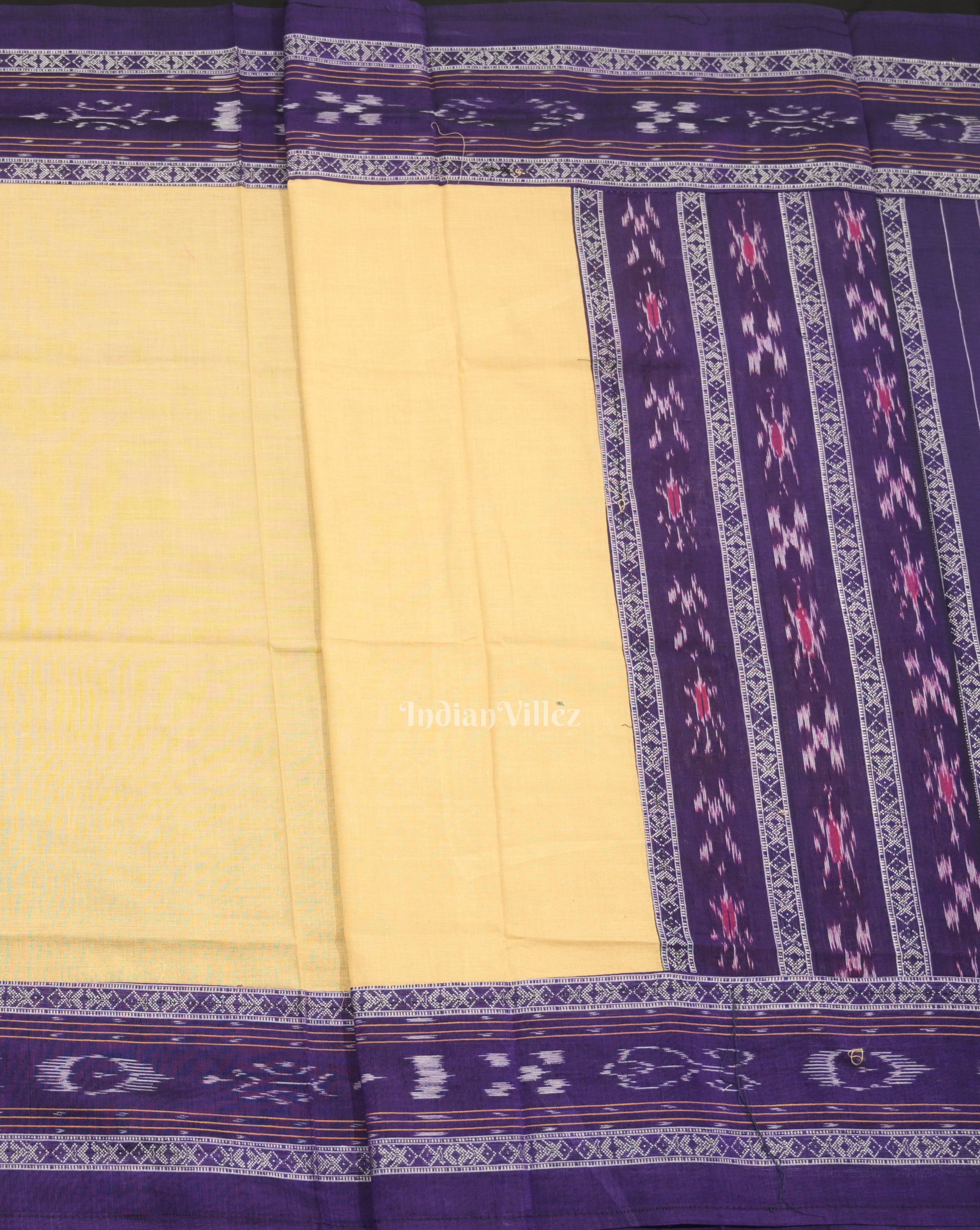 IndianVillèz Purple with Cream Pasapali Sambalpuri Cotton Dress set with Dupatta - view 4
