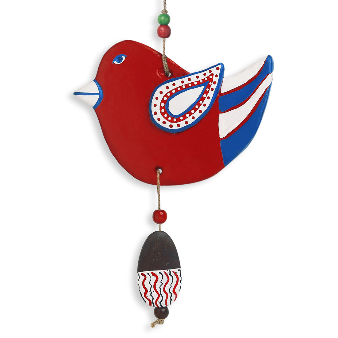 EXCLUSIVELANE 'Feathered Sparrows' Handmade & Handpainted Terracotta Decorative Wall Hangings (Set of 2) - view 3