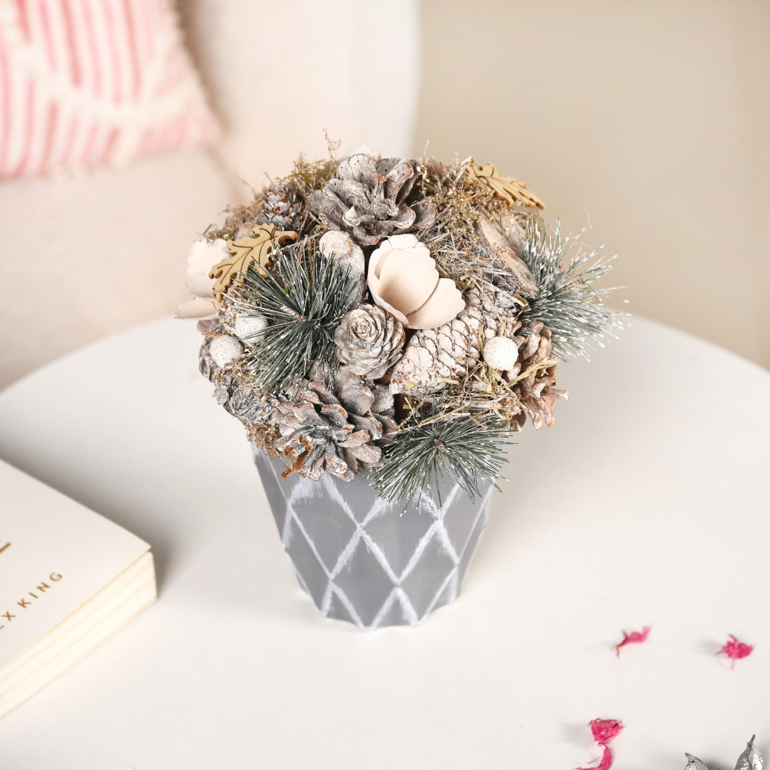 Nestasia Frosty Pine Cones Dried Flower Pot - view 3