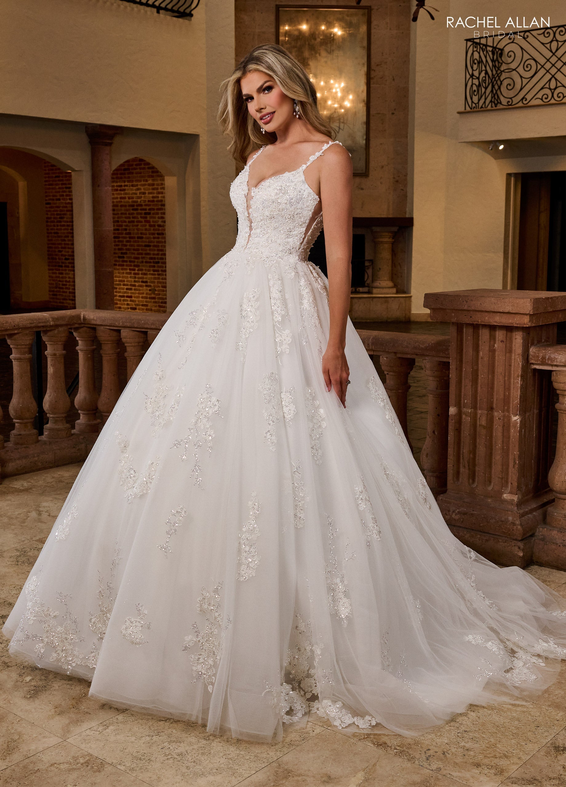 Mary's Bridal Ball Gowns Collection Applique V-Neck Bridal Gown by Rachel Allan RB6171