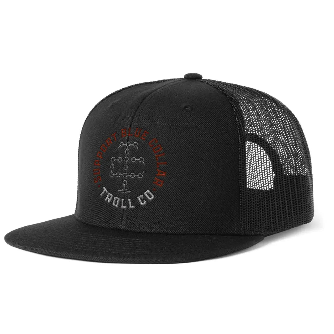 Radial Chain Support Snapback Hat – Black