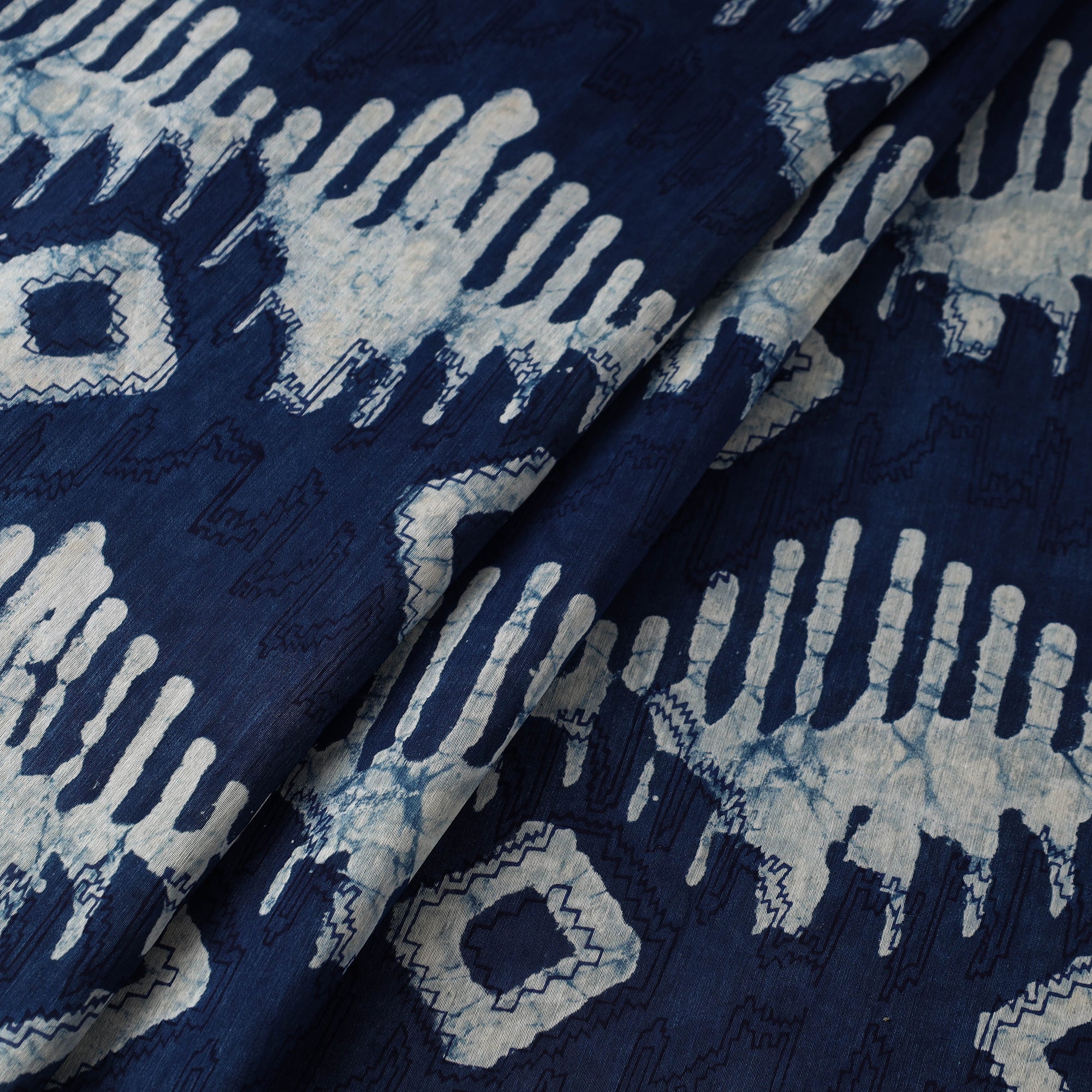 HAVELI CHRONICLES Blue - Hand Block Print Chanderi Silk Bagru Fabric 16 - view 2