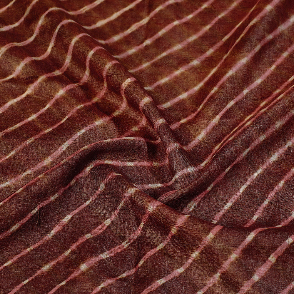 LEHARIYA BY BADSHAH MIYAN Brown - Leheriya Tie-Dye Mothra Tussar Silk Handloom Stole with Tassels - view 2