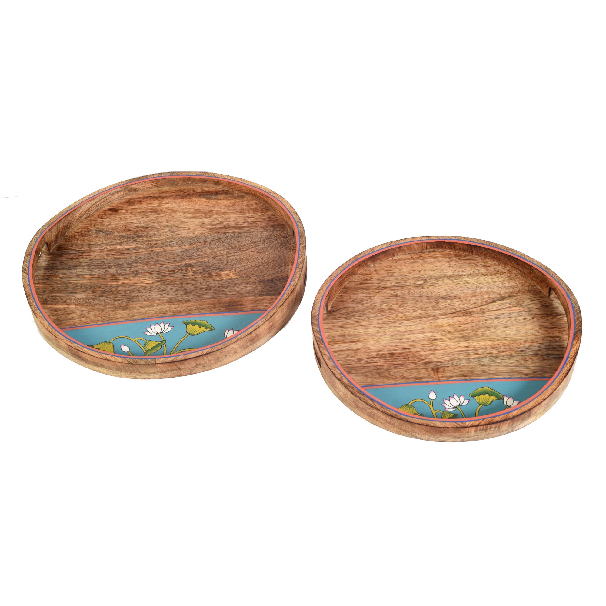 ART CREATIONS BY SUMAN SONTHALIA Brown - Pichhwai Leela Round Serving Tray (Set of 2) - view 2