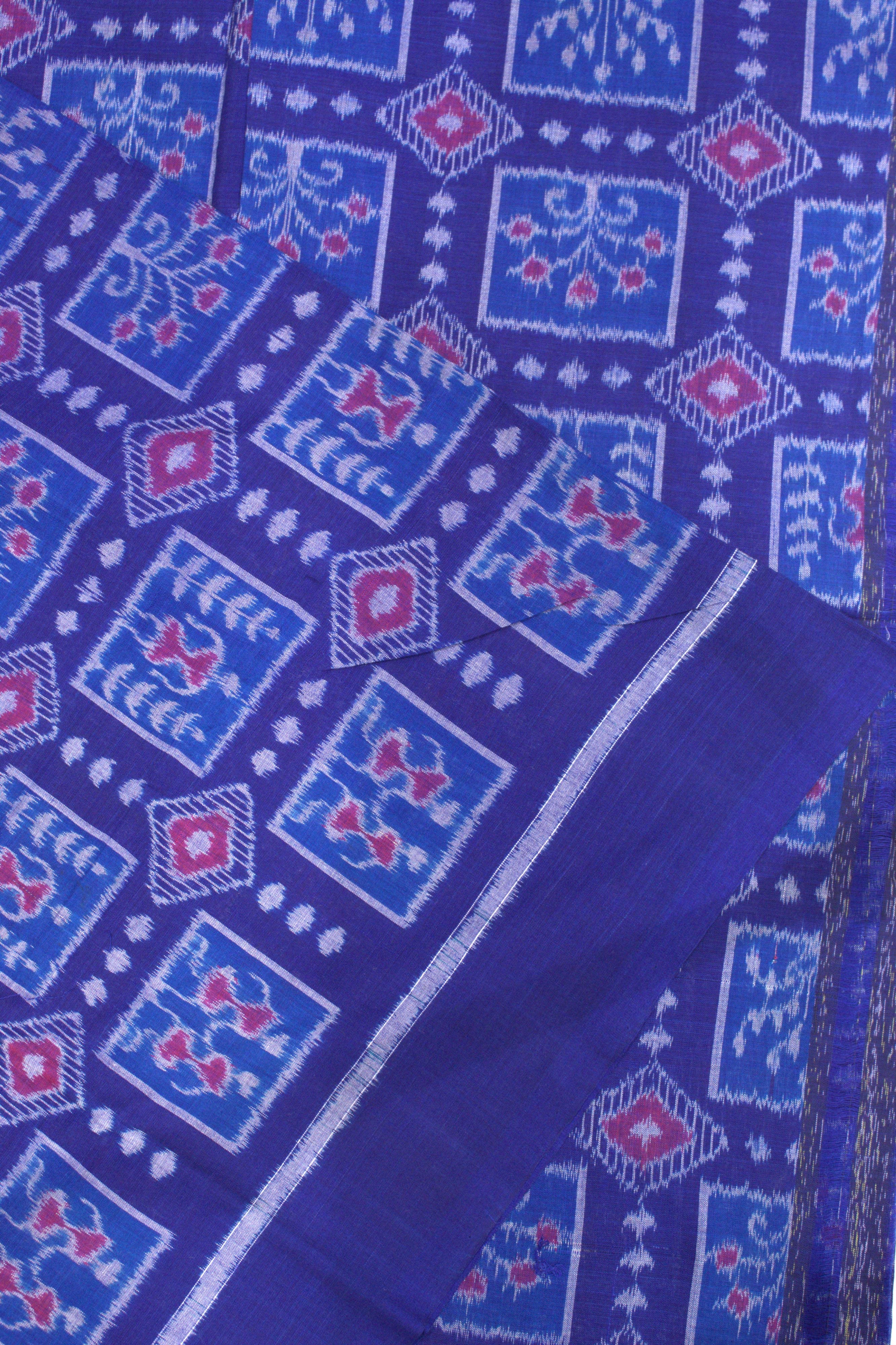 IndianVillèz Dark Blue Tribal Theme Sambalpuri Ikat Cotton Fabric - view 2
