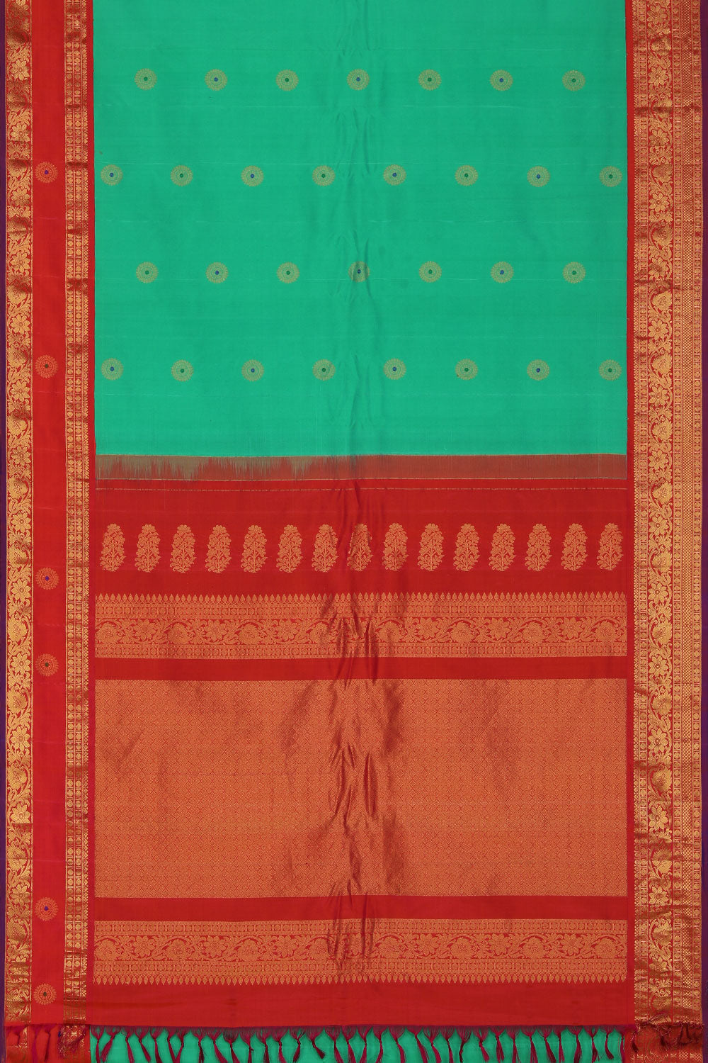 Kalanjali Gadwal Silk Green Saree – Women's - view 3